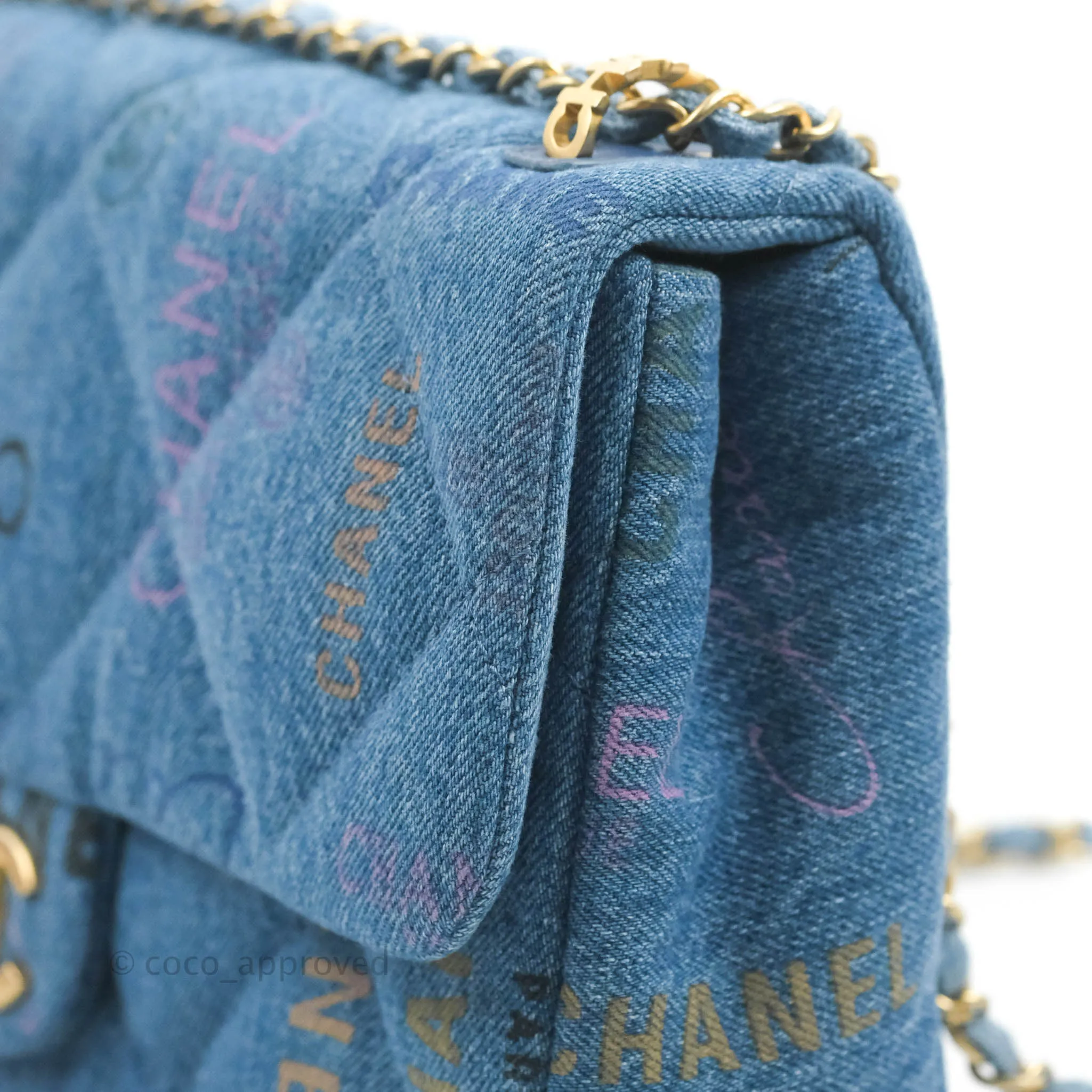Chanel Quilted Large Denim Mood Flap Blue Multicolor 22P