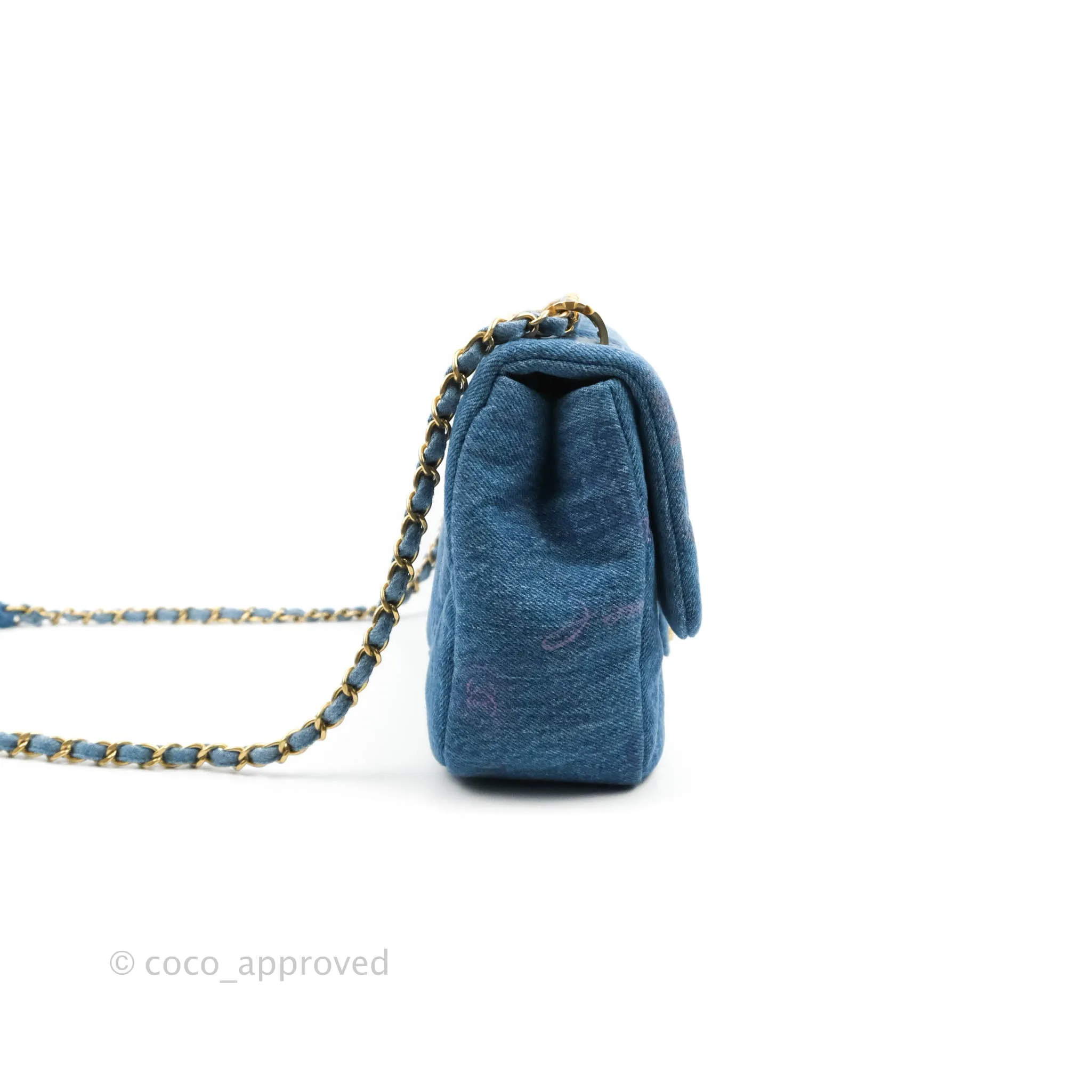 Chanel Quilted Large Denim Mood Flap Blue Multicolor 22P