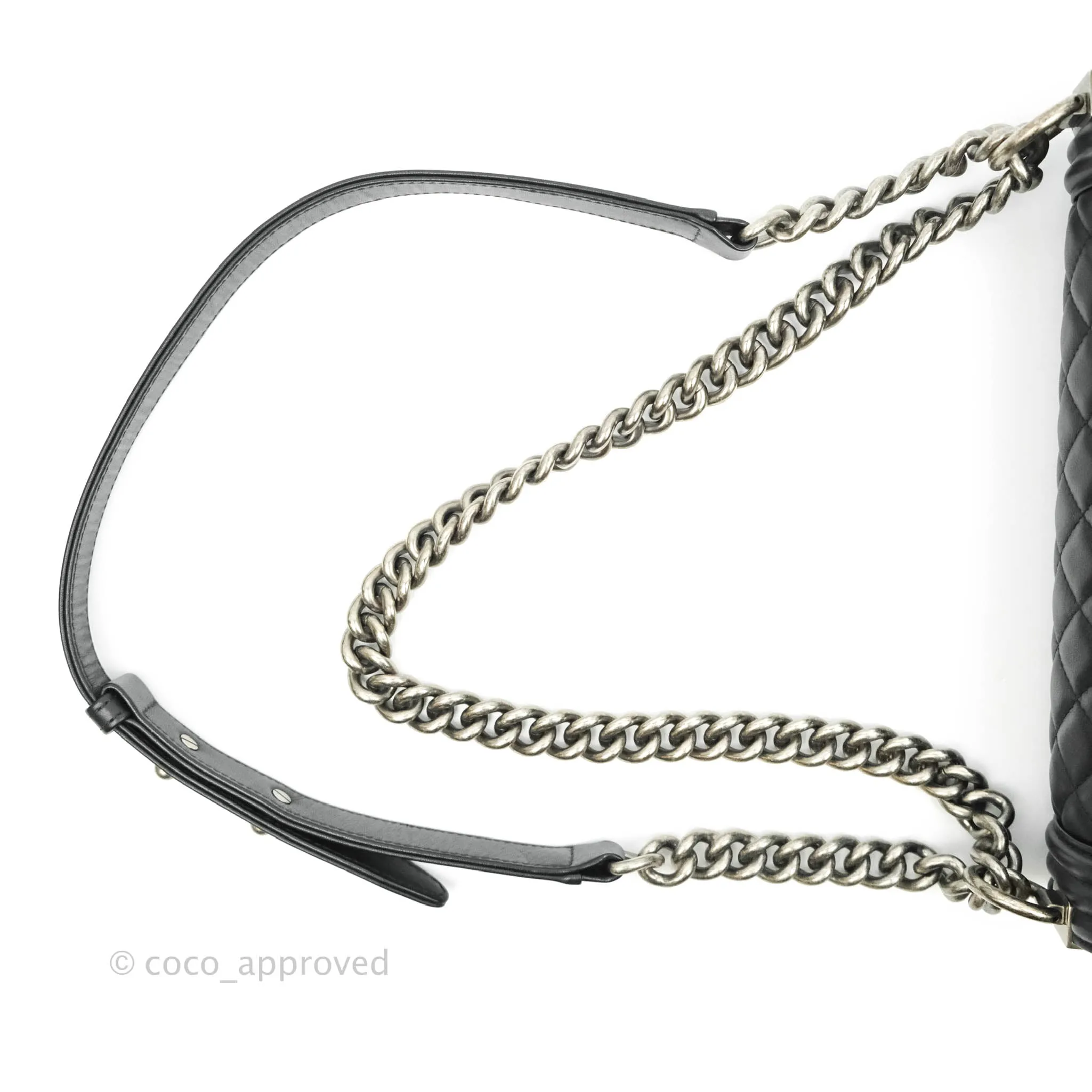 Chanel Quilted Medium Black Calfskin Boy Flap Ruthenium Hardware