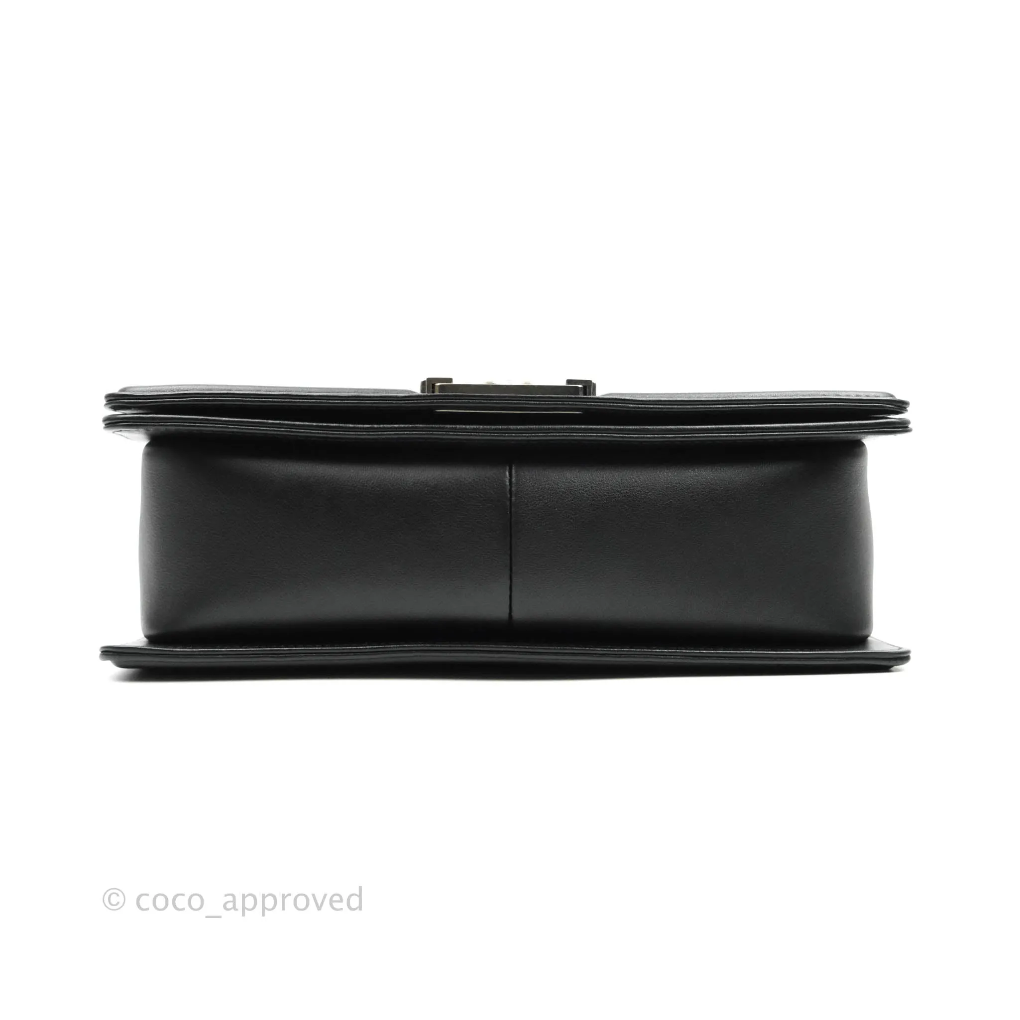 Chanel Quilted Medium Black Calfskin Boy Flap Ruthenium Hardware