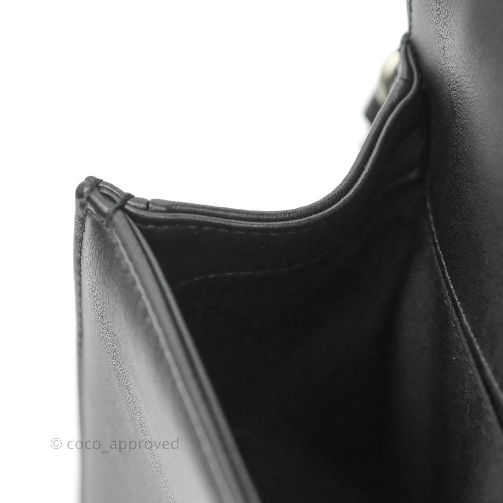 Chanel Quilted Medium Black Calfskin Boy Flap Ruthenium Hardware