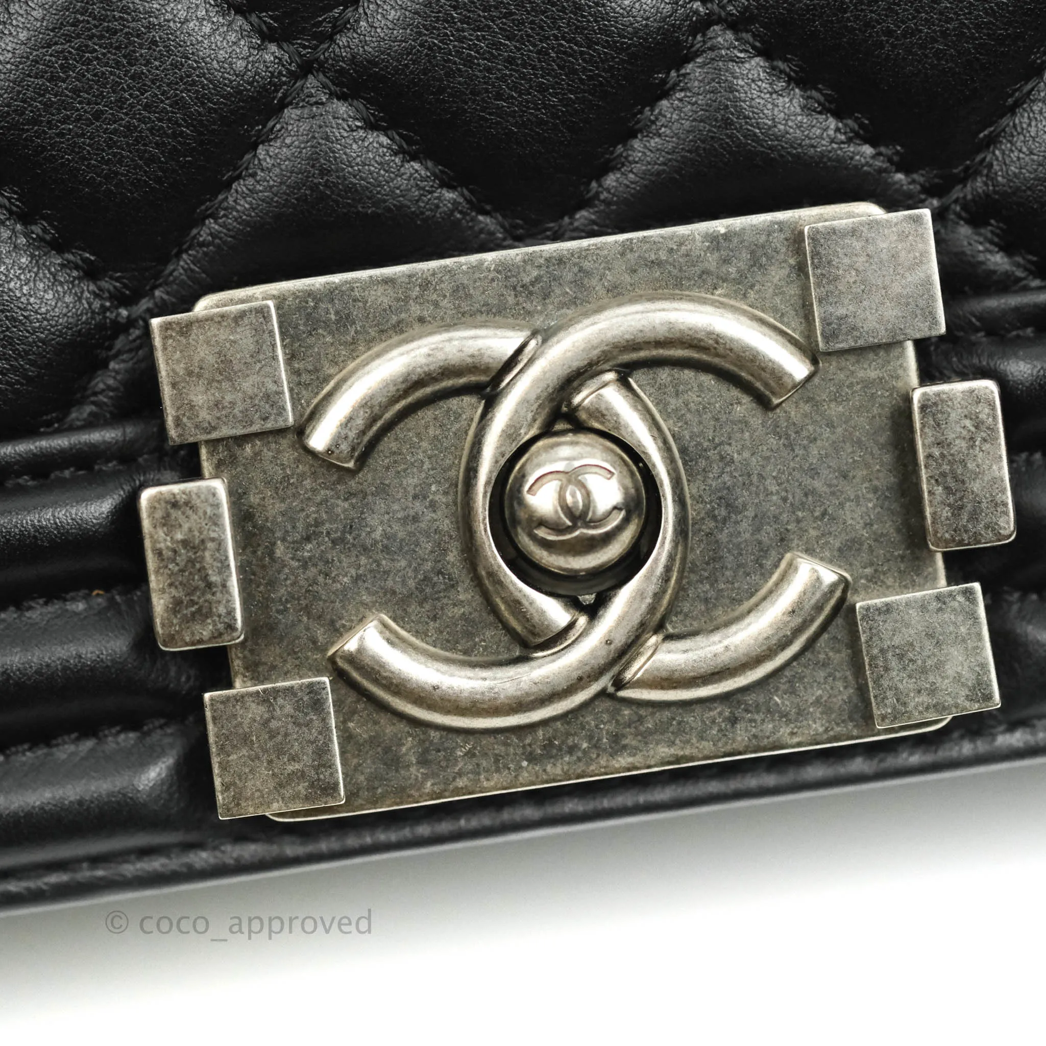 Chanel Quilted Medium Black Calfskin Boy Flap Ruthenium Hardware