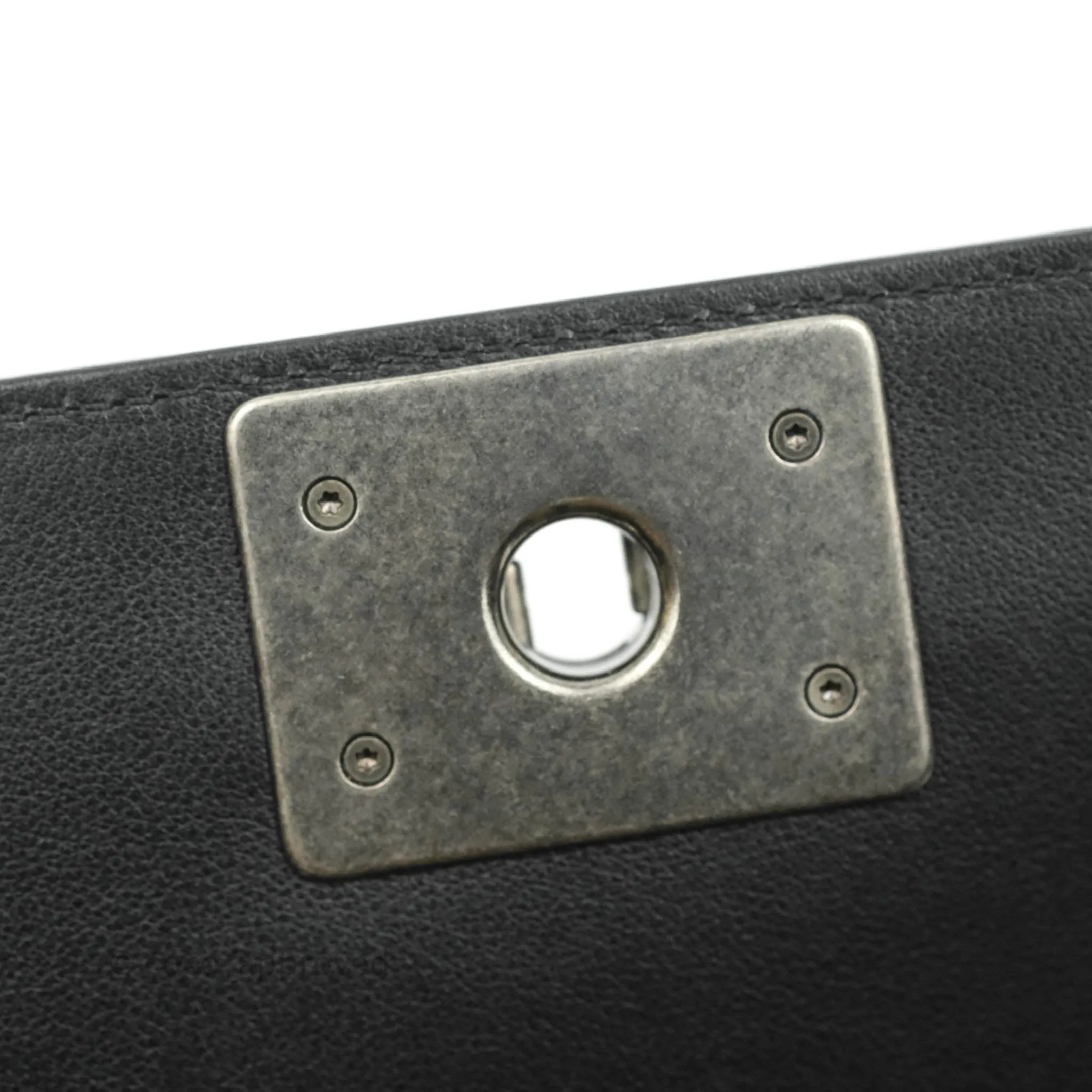 Chanel Quilted Medium Black Calfskin Boy Flap Ruthenium Hardware