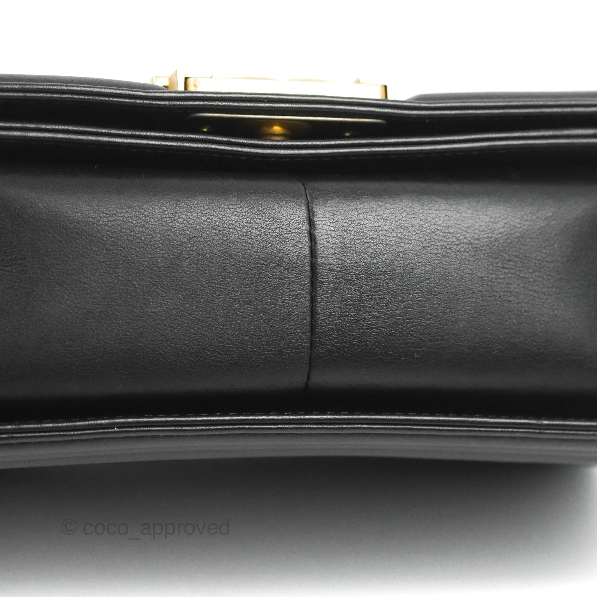 Chanel Quilted Medium Boy Black Calfskin Aged Gold Hardware