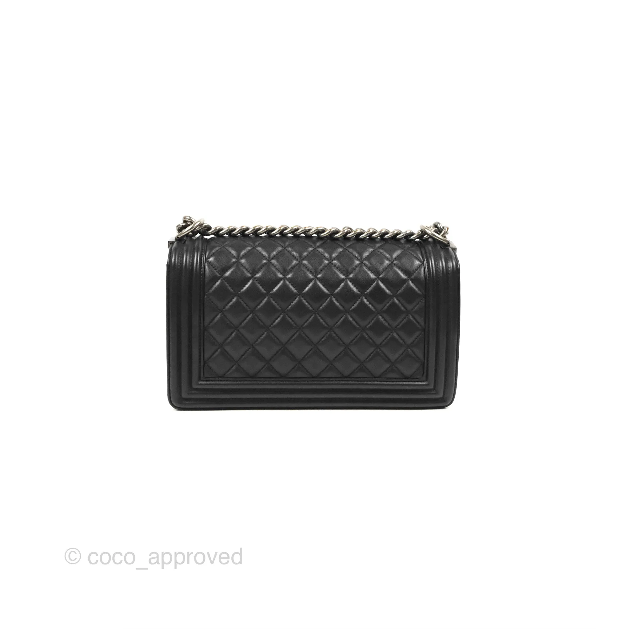 Chanel Quilted Medium Boy Black Calfskin Ruthenium Hardware