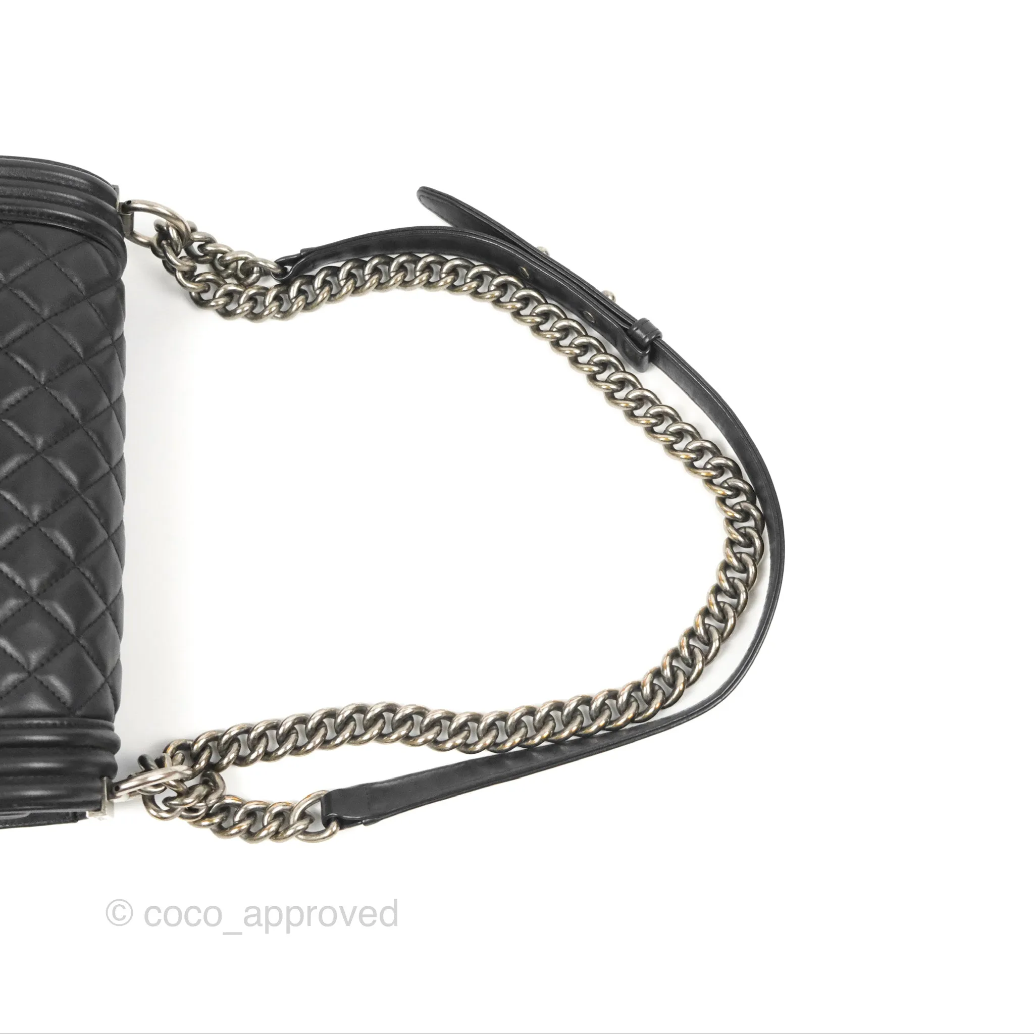 Chanel Quilted Medium Boy Black Calfskin Ruthenium Hardware
