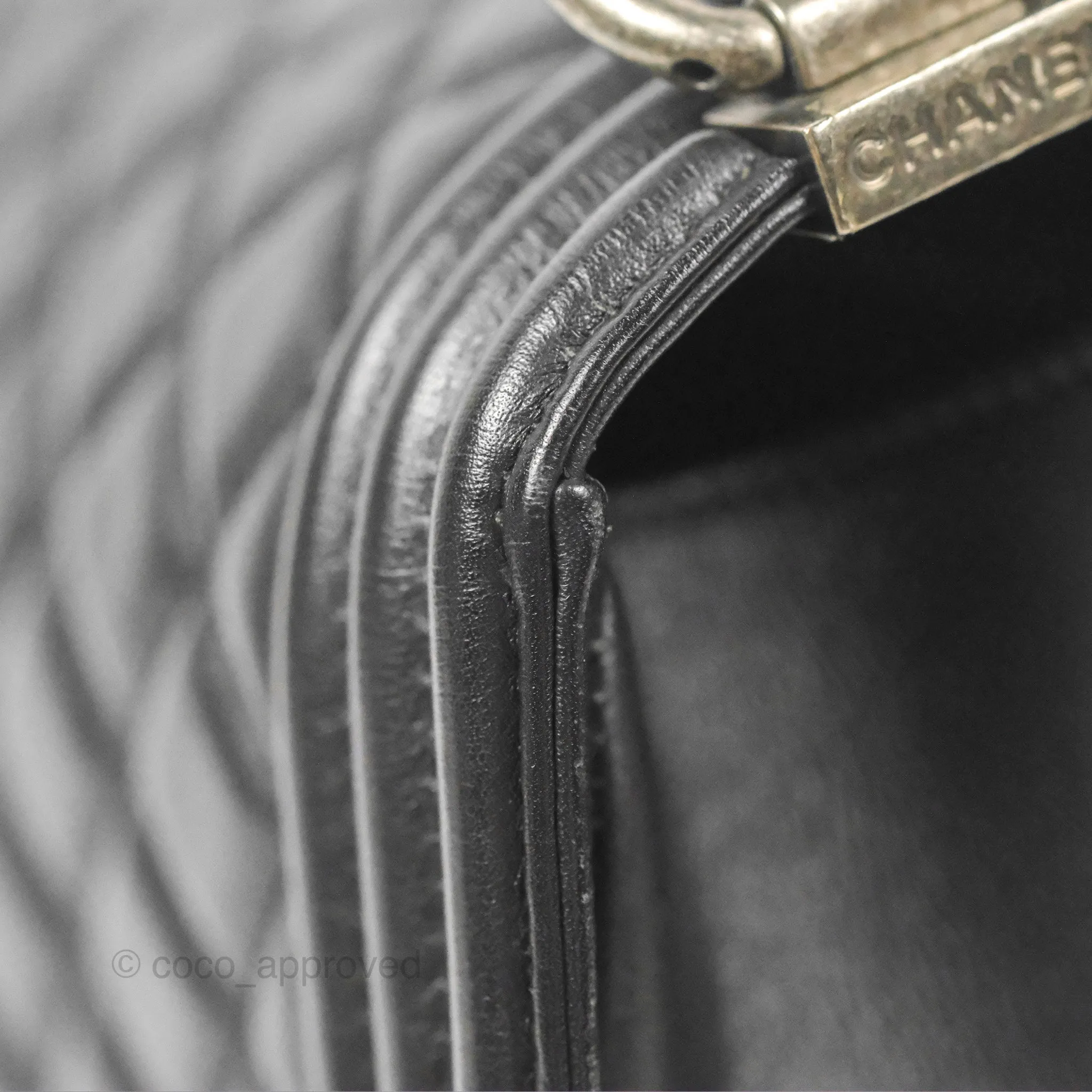 Chanel Quilted Medium Boy Black Calfskin Ruthenium Hardware