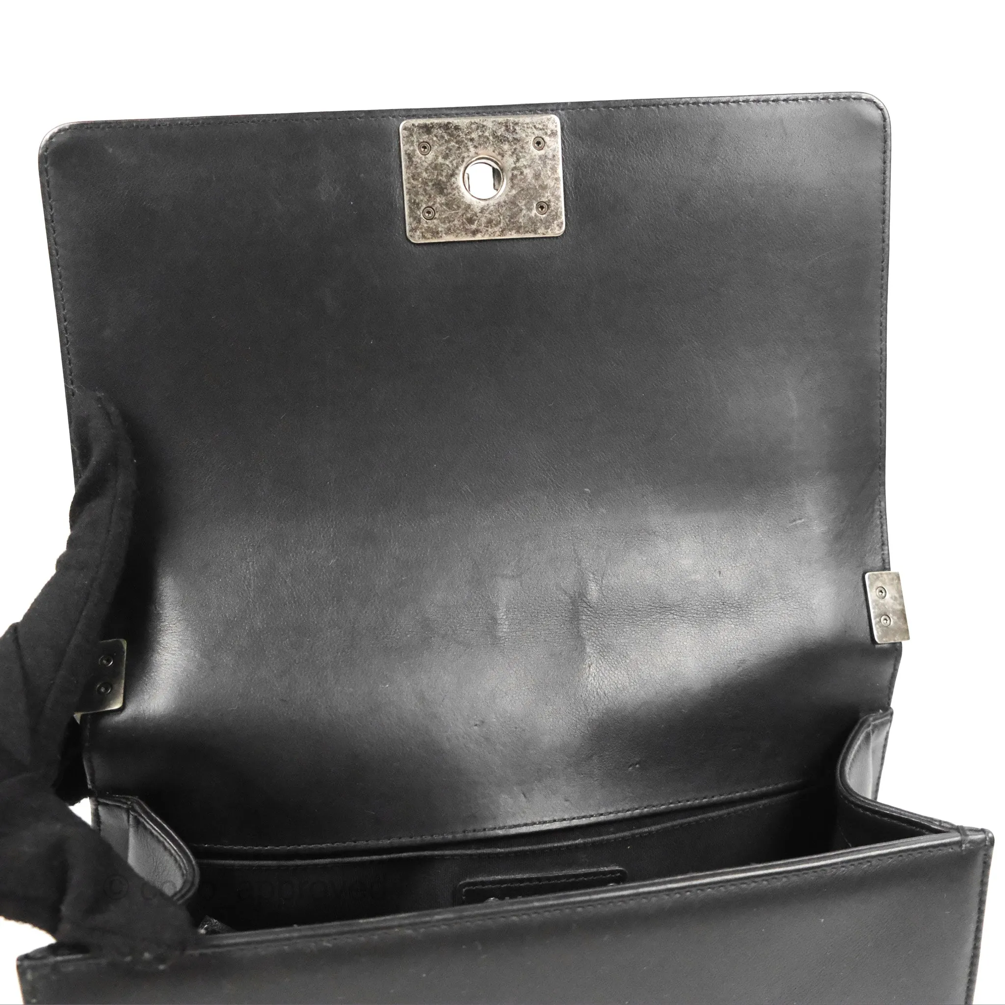 Chanel Quilted Medium Boy Black Calfskin Ruthenium Hardware