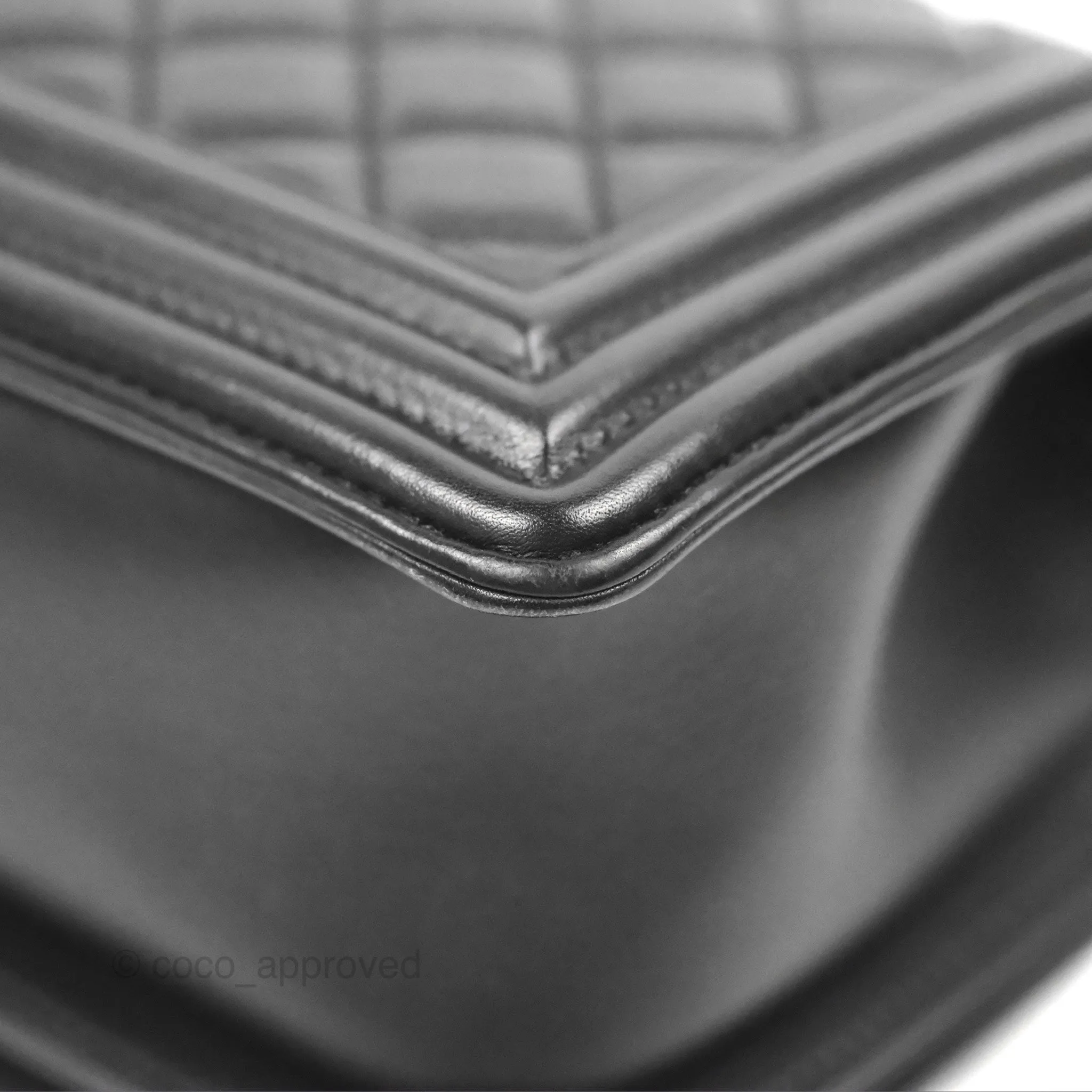 Chanel Quilted Medium Boy Black Calfskin Ruthenium Hardware