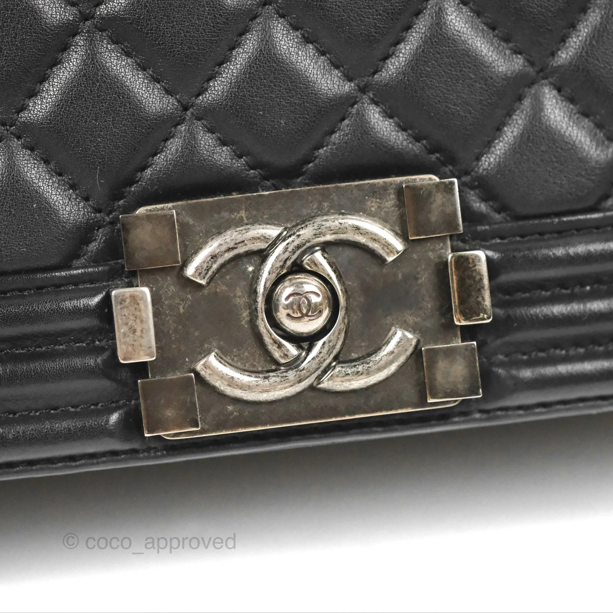 Chanel Quilted Medium Boy Black Calfskin Ruthenium Hardware