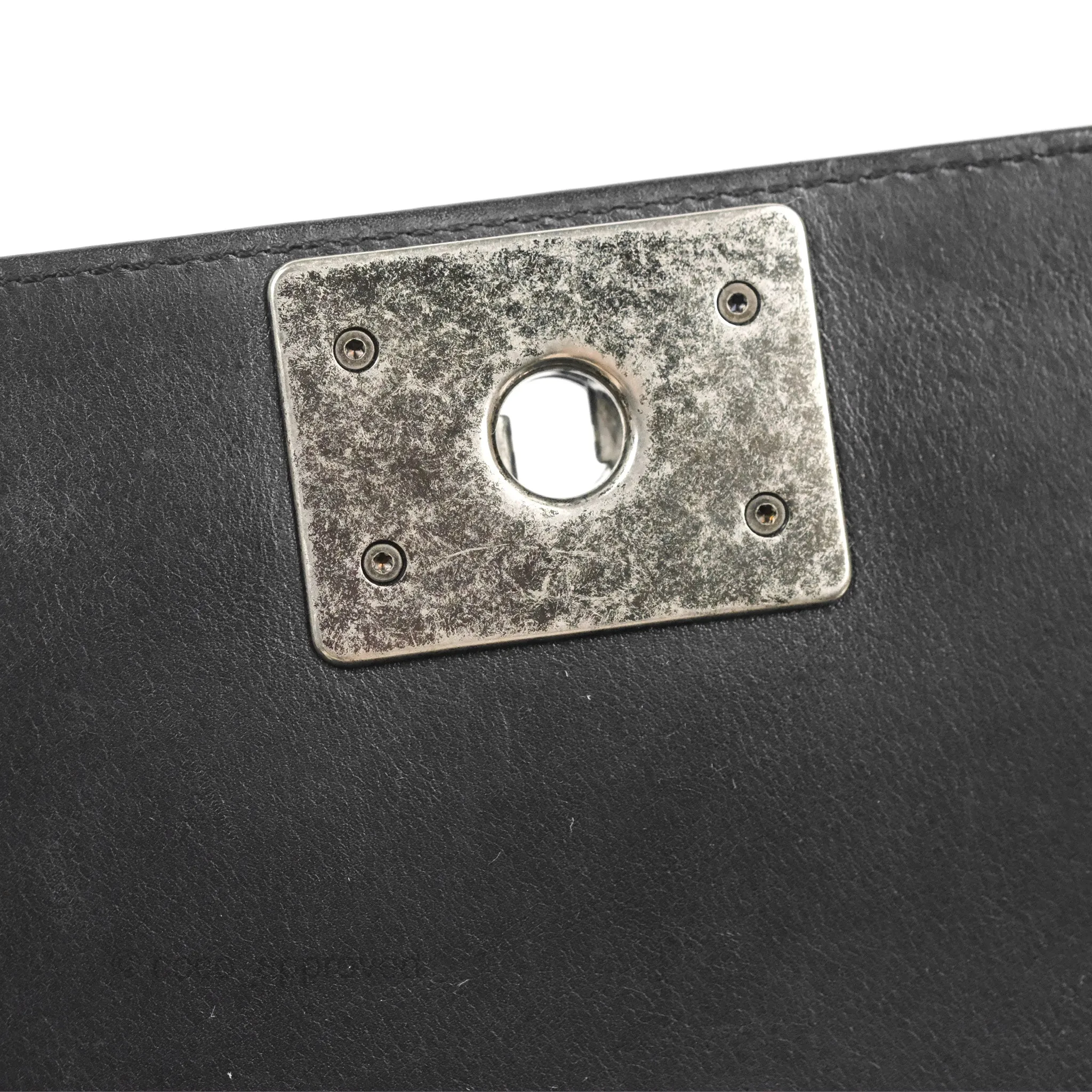 Chanel Quilted Medium Boy Black Calfskin Ruthenium Hardware