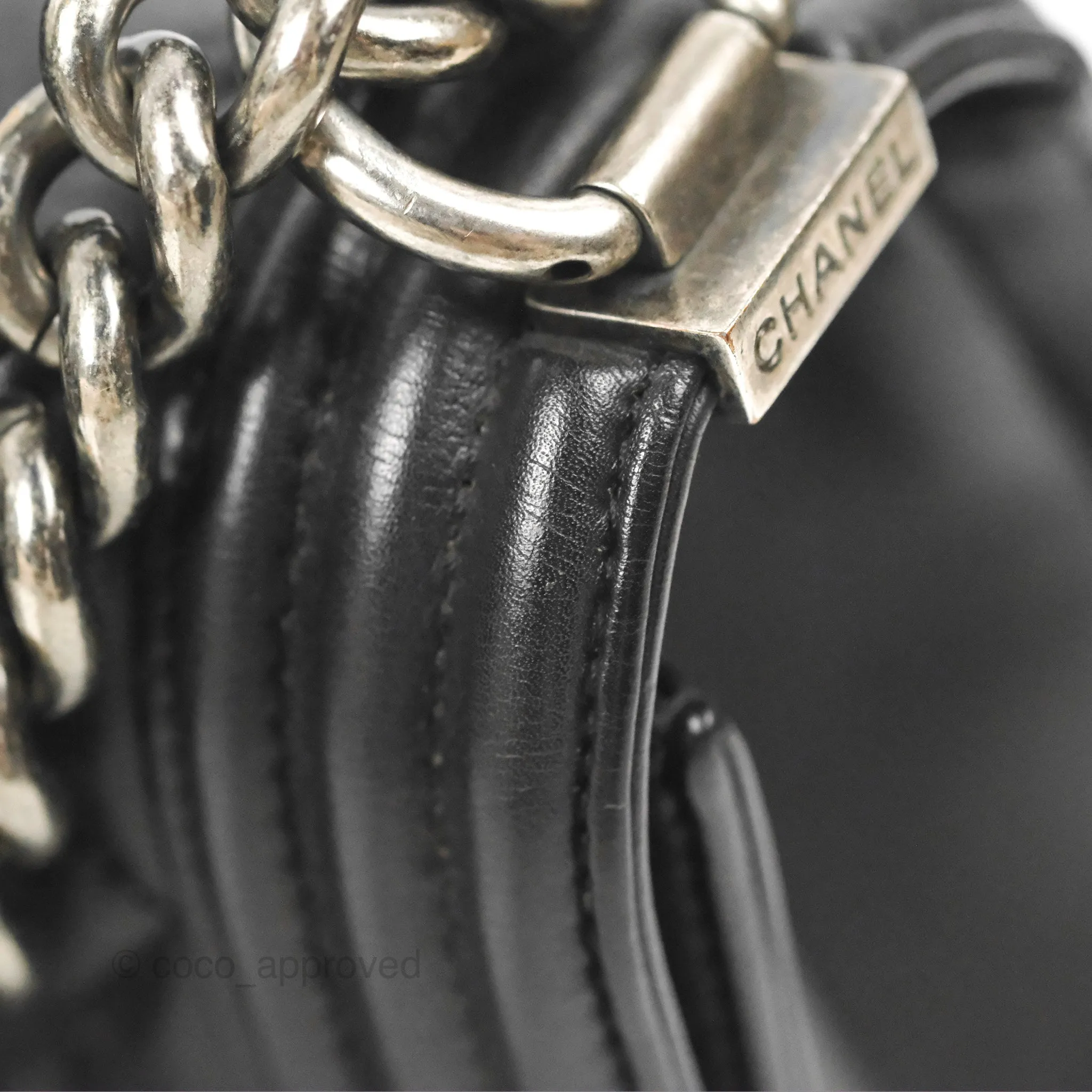 Chanel Quilted Medium Boy Black Calfskin Ruthenium Hardware