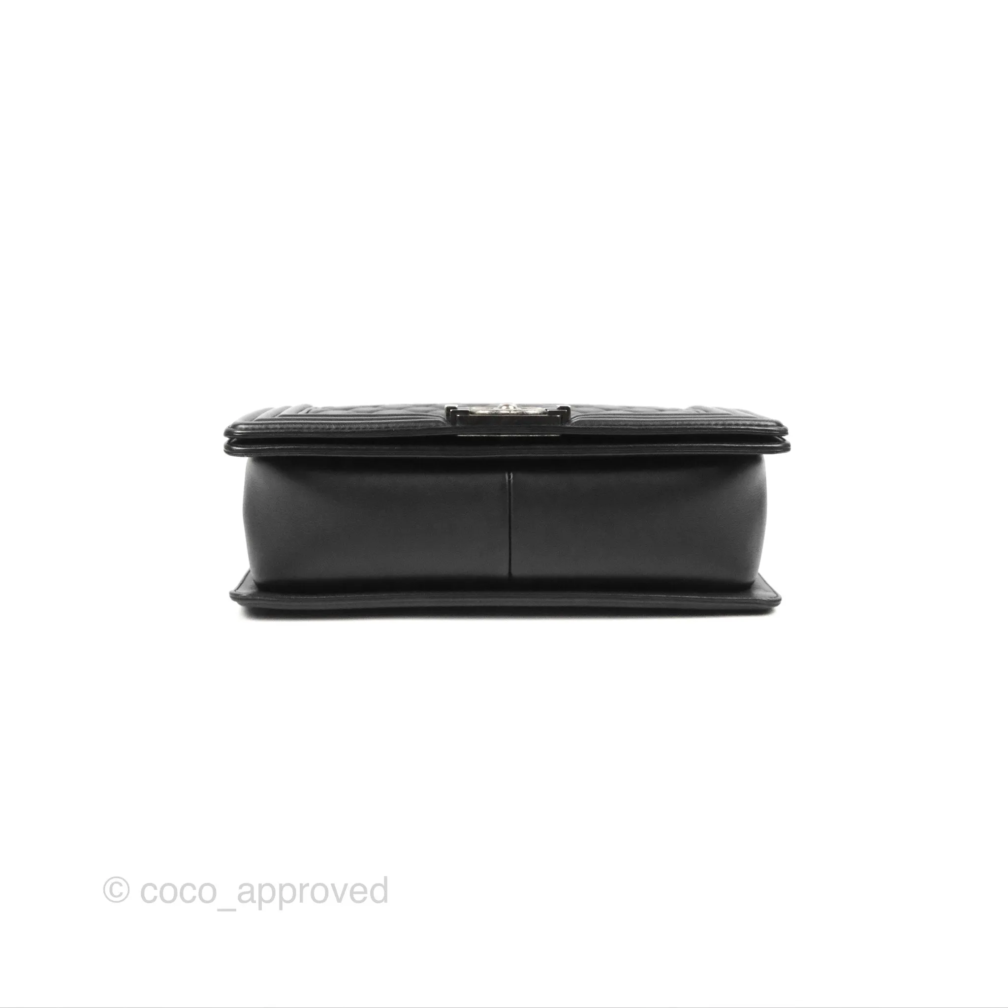 Chanel Quilted Medium Boy Black Calfskin Ruthenium Hardware