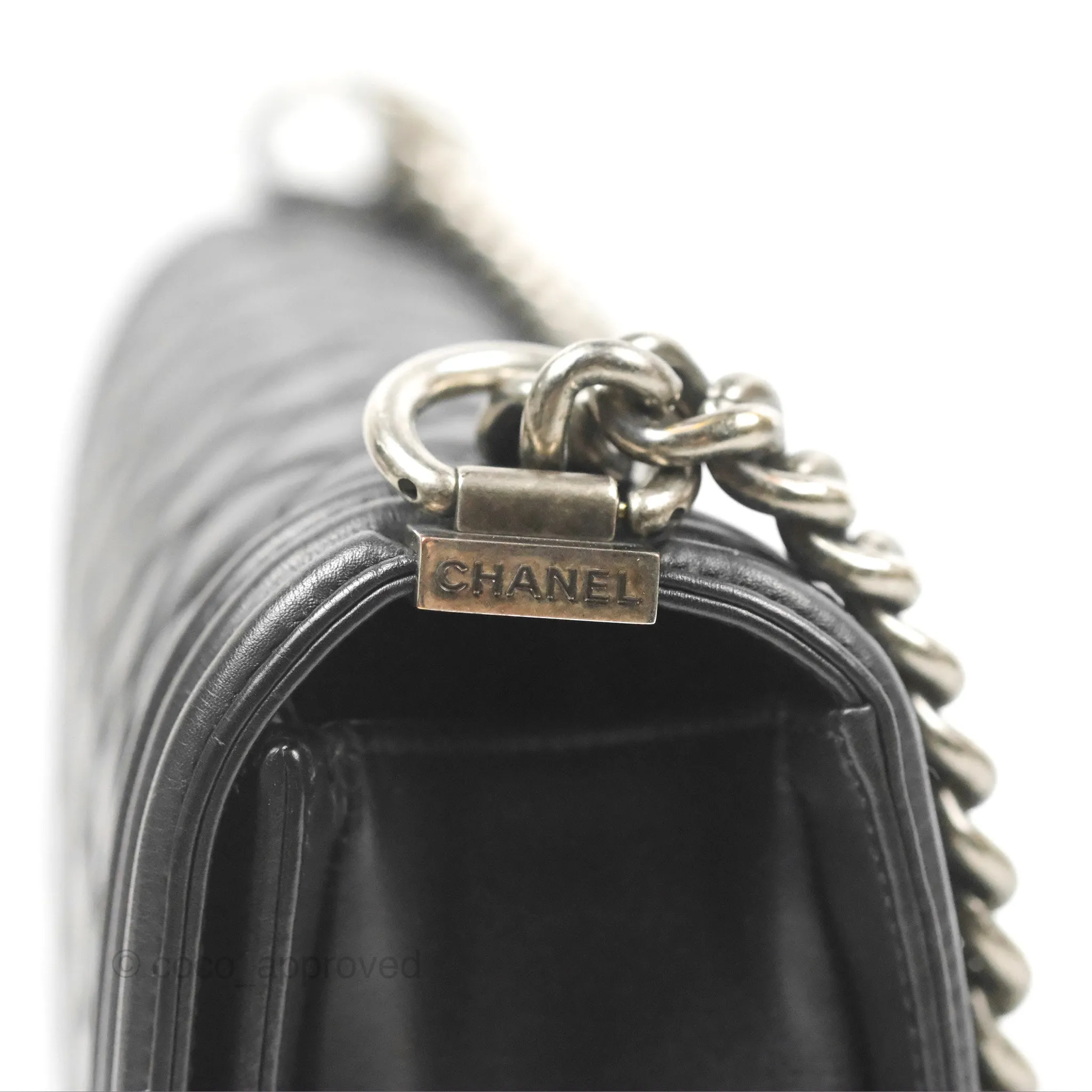 Chanel Quilted Medium Boy Black Calfskin Ruthenium Hardware
