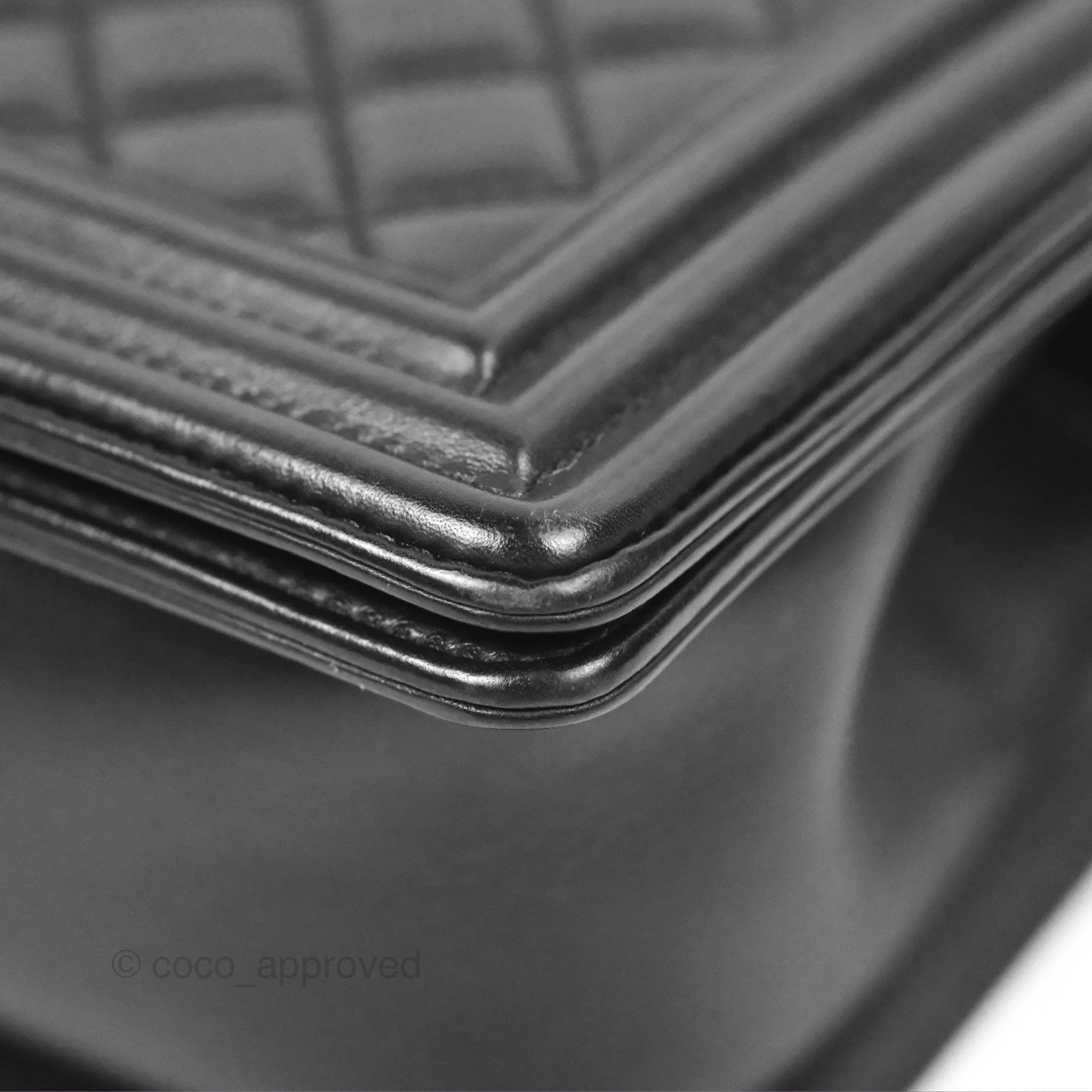 Chanel Quilted Medium Boy Black Calfskin Ruthenium Hardware