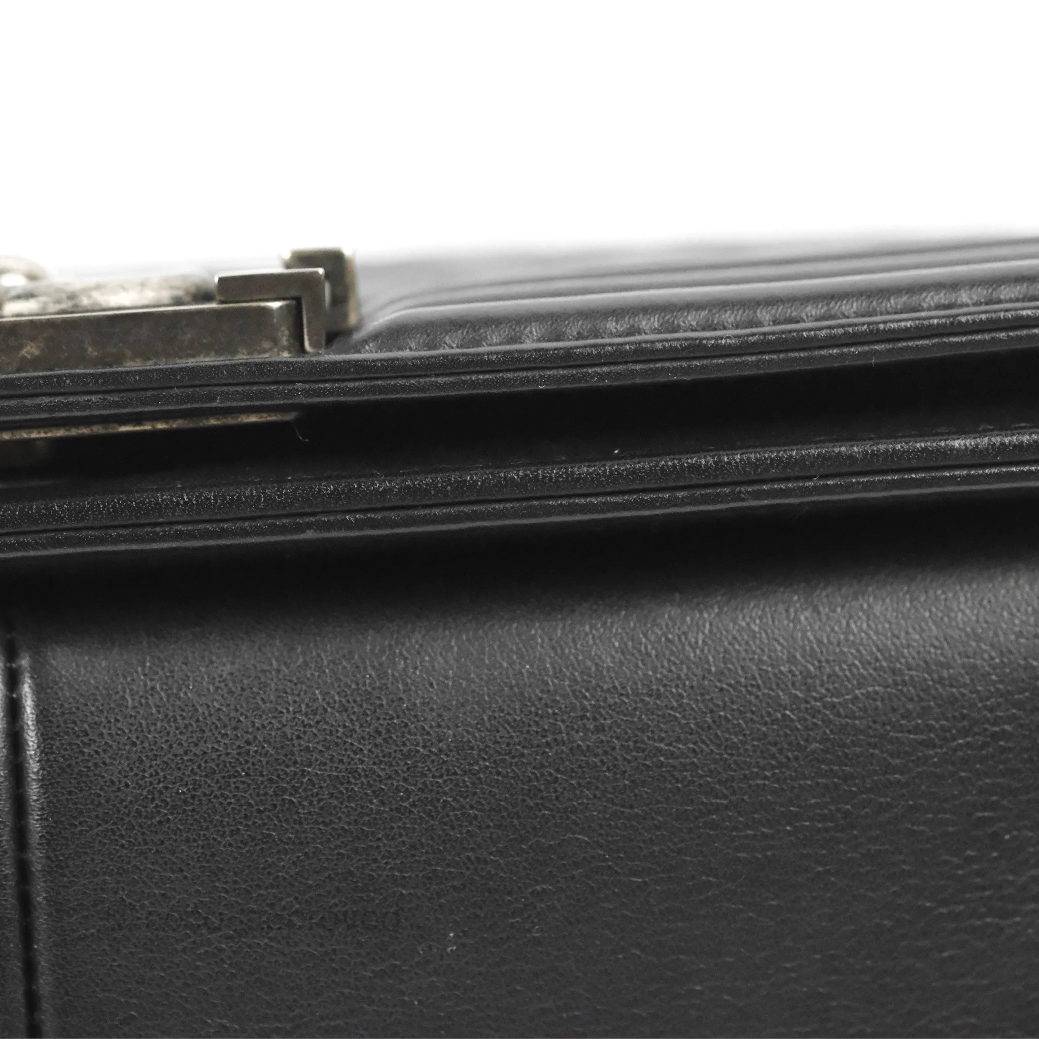 Chanel Quilted Medium Boy Black Calfskin Ruthenium Hardware