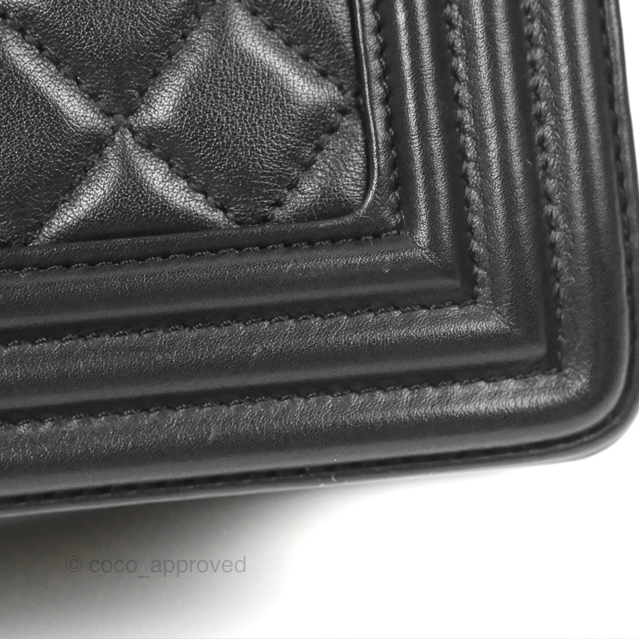Chanel Quilted Medium Boy Black Calfskin Ruthenium Hardware