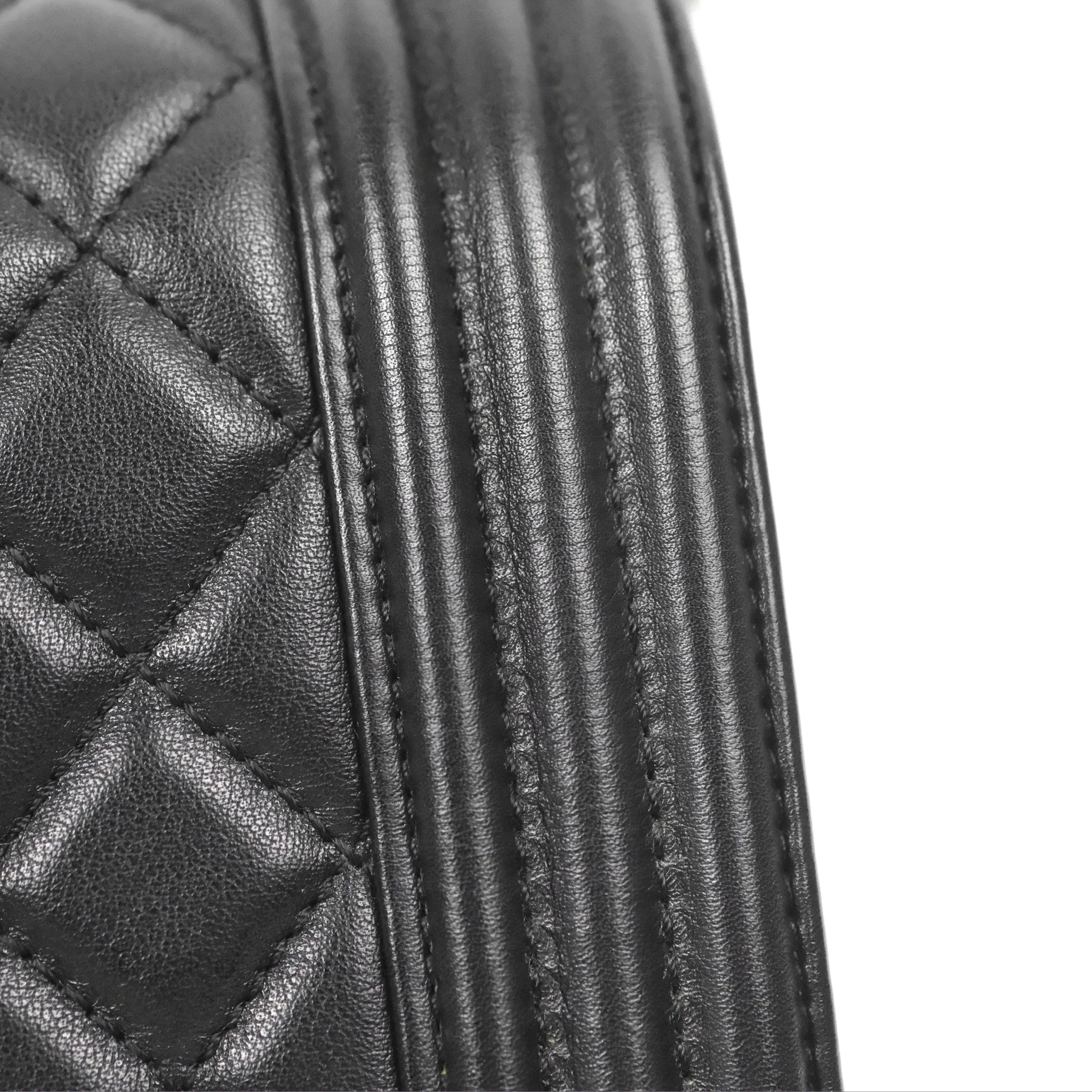 Chanel Quilted Medium Boy Black Calfskin Ruthenium Hardware