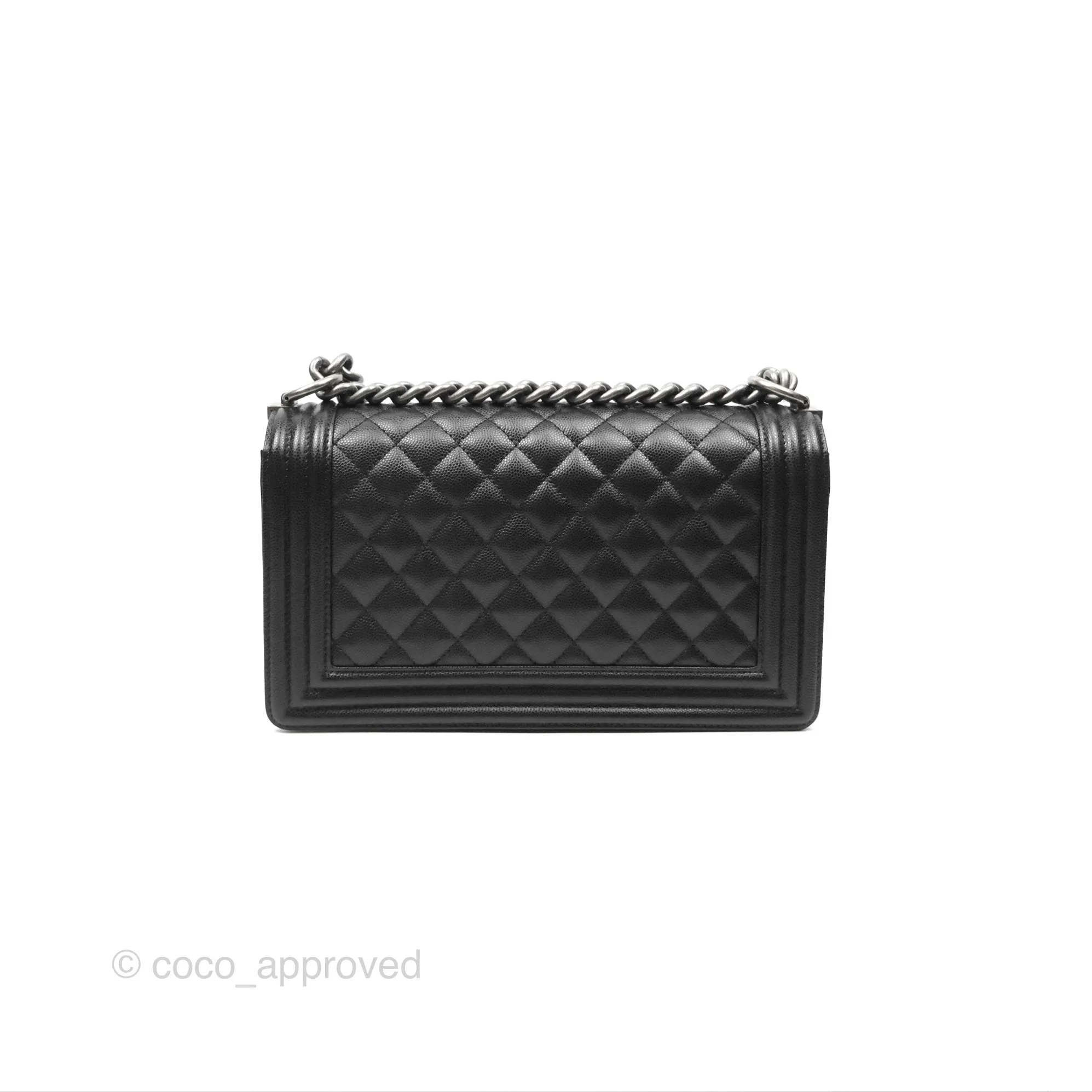 Chanel Quilted Medium Boy Black Caviar Ruthenium Hardware