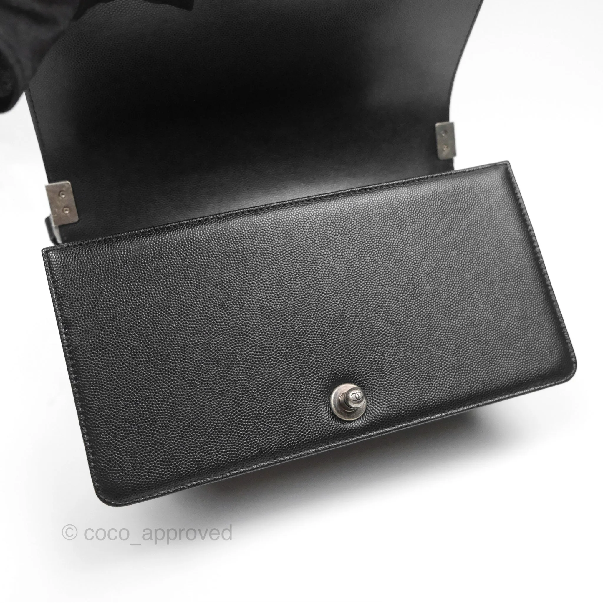 Chanel Quilted Medium Boy Black Caviar Ruthenium Hardware
