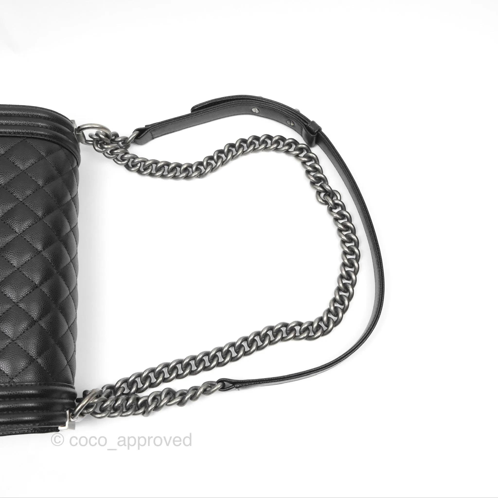 Chanel Quilted Medium Boy Black Caviar Ruthenium Hardware