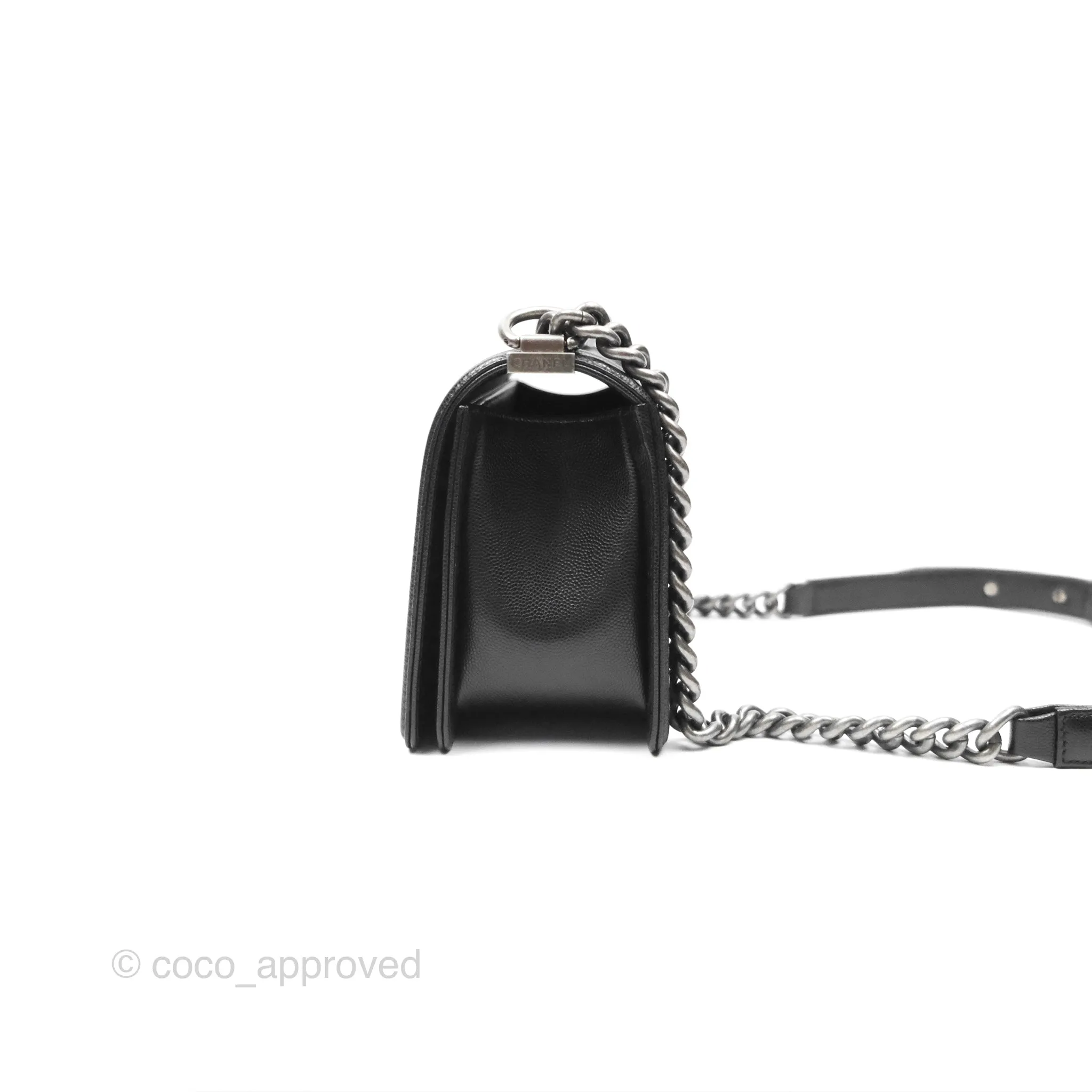 Chanel Quilted Medium Boy Black Caviar Ruthenium Hardware