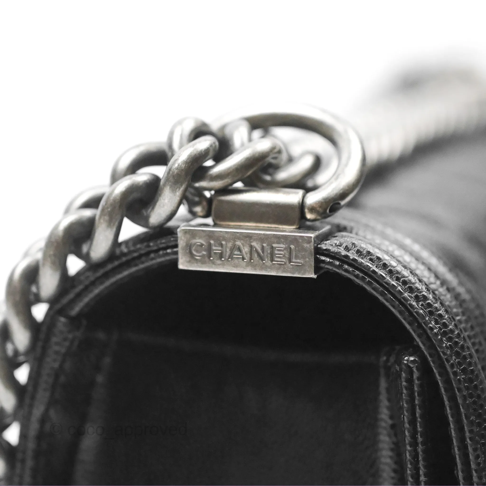 Chanel Quilted Medium Boy Black Caviar Ruthenium Hardware