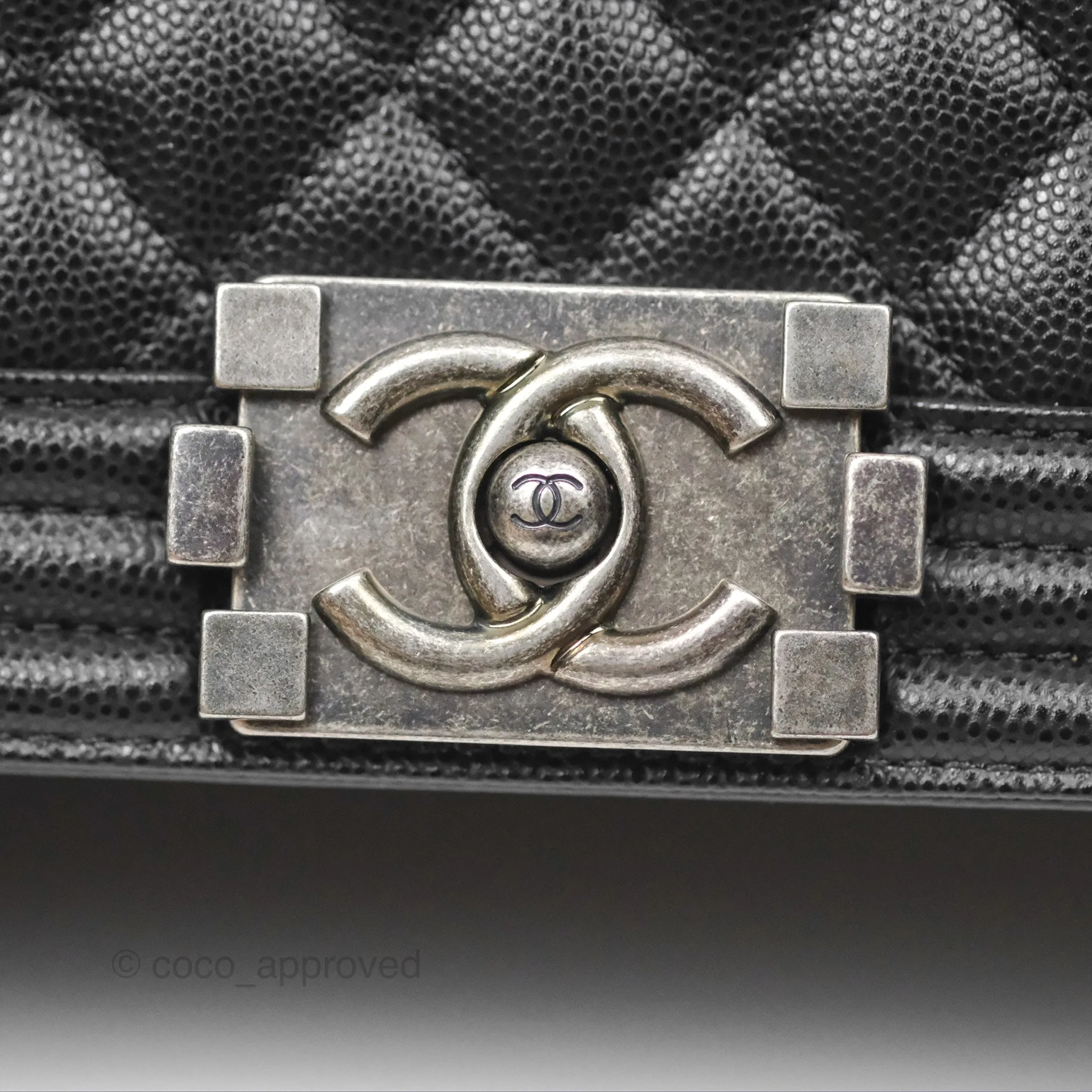 Chanel Quilted Medium Boy Black Caviar Ruthenium Hardware