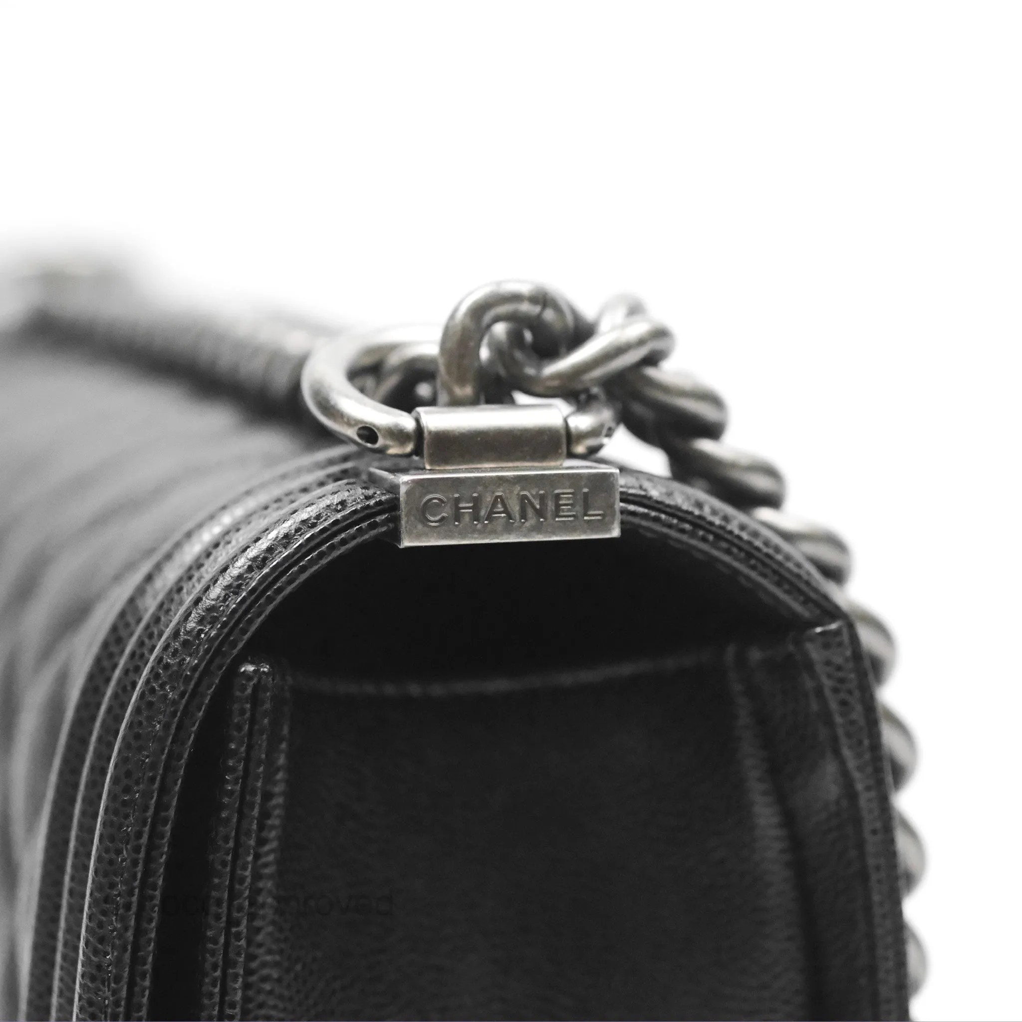 Chanel Quilted Medium Boy Black Caviar Ruthenium Hardware