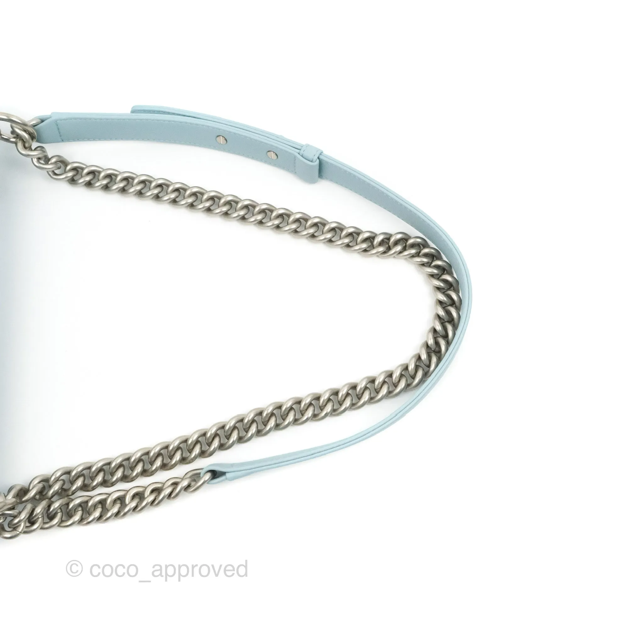 Chanel Quilted Medium Boy Blue Calfskin Matte Silver Hardware