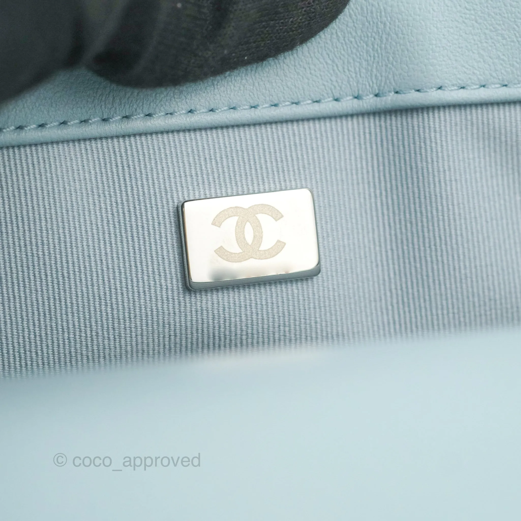 Chanel Quilted Medium Boy Blue Calfskin Matte Silver Hardware