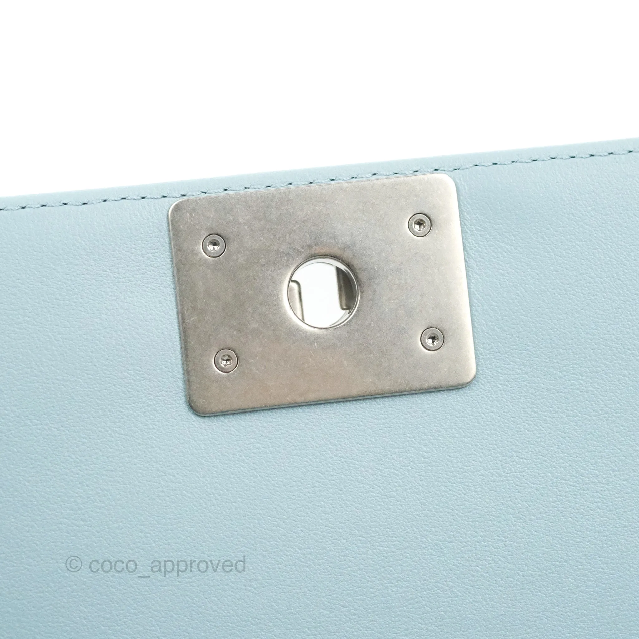 Chanel Quilted Medium Boy Blue Calfskin Matte Silver Hardware