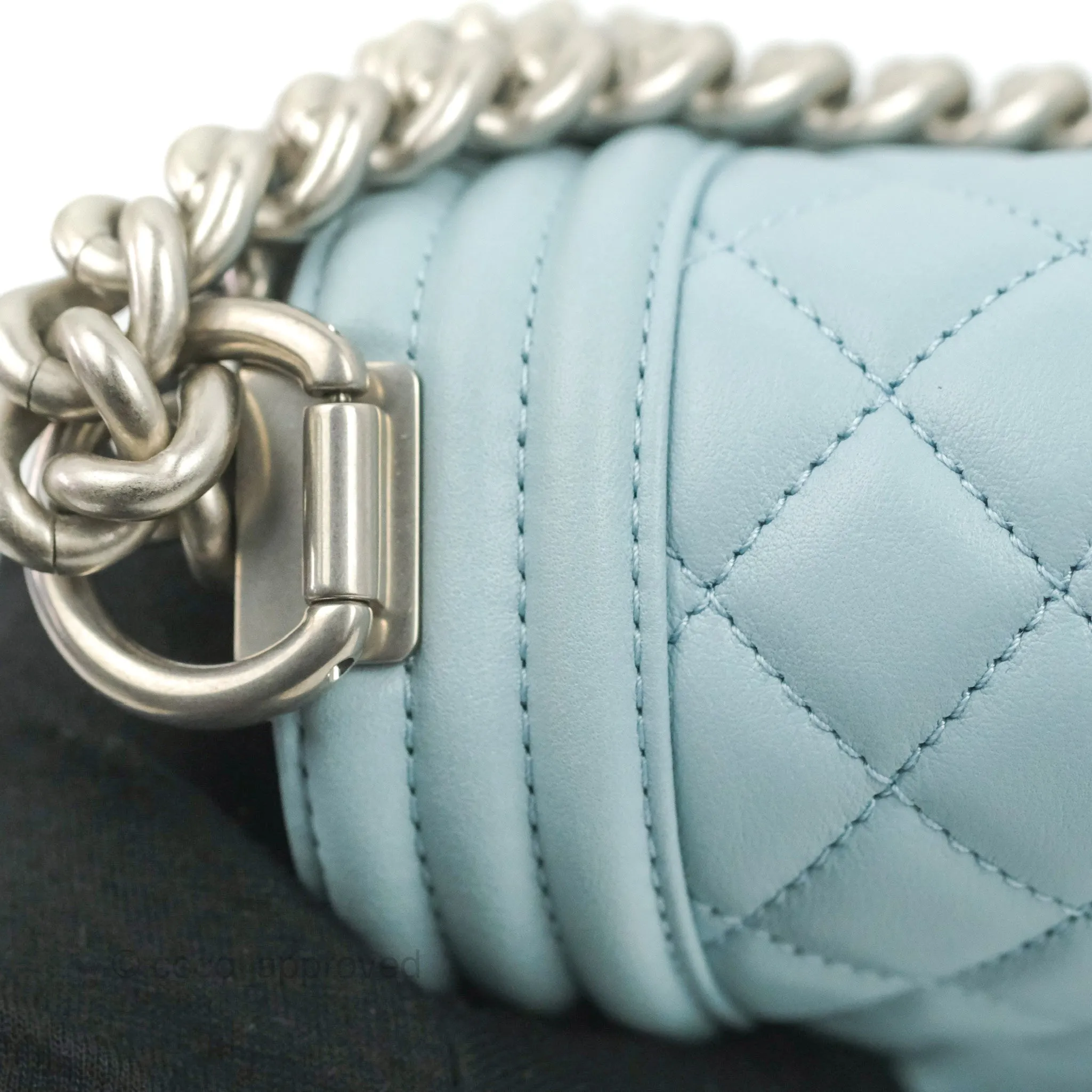 Chanel Quilted Medium Boy Blue Calfskin Matte Silver Hardware