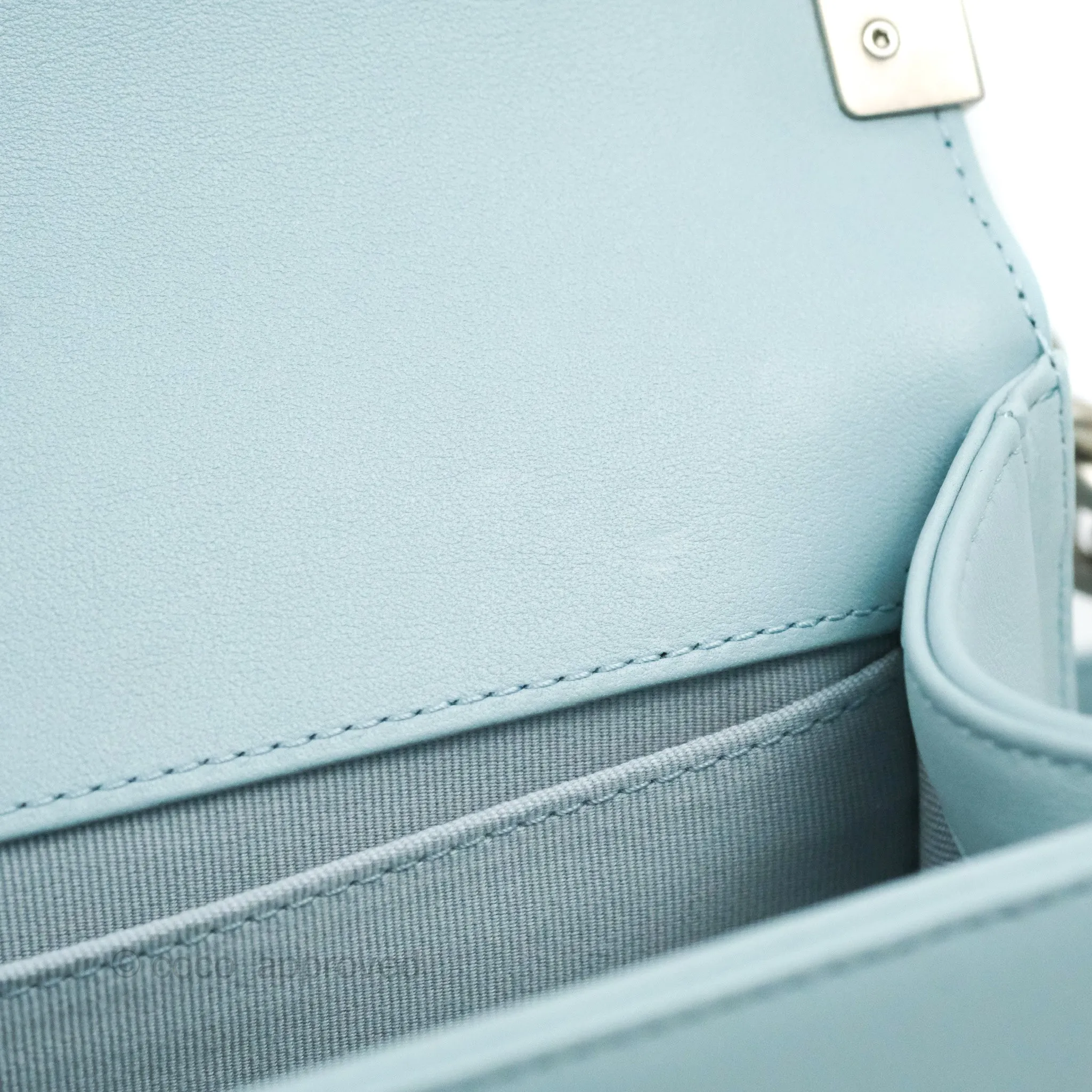 Chanel Quilted Medium Boy Blue Calfskin Matte Silver Hardware