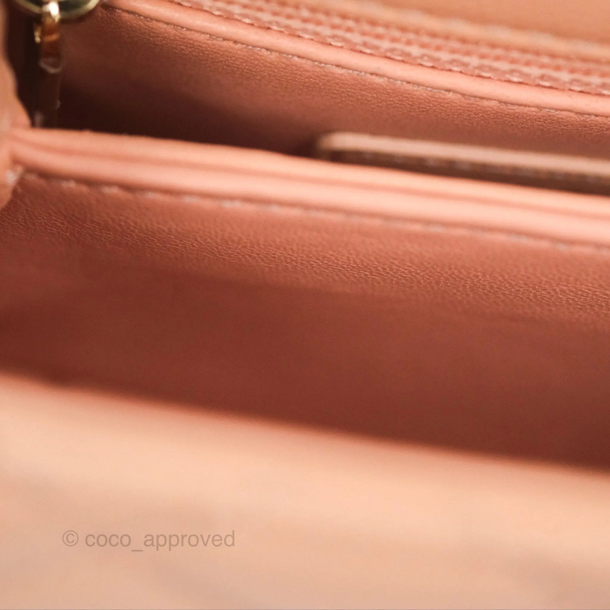 Chanel Quilted Mini Coco Handle Caviar Pink Beige Gold Hardware