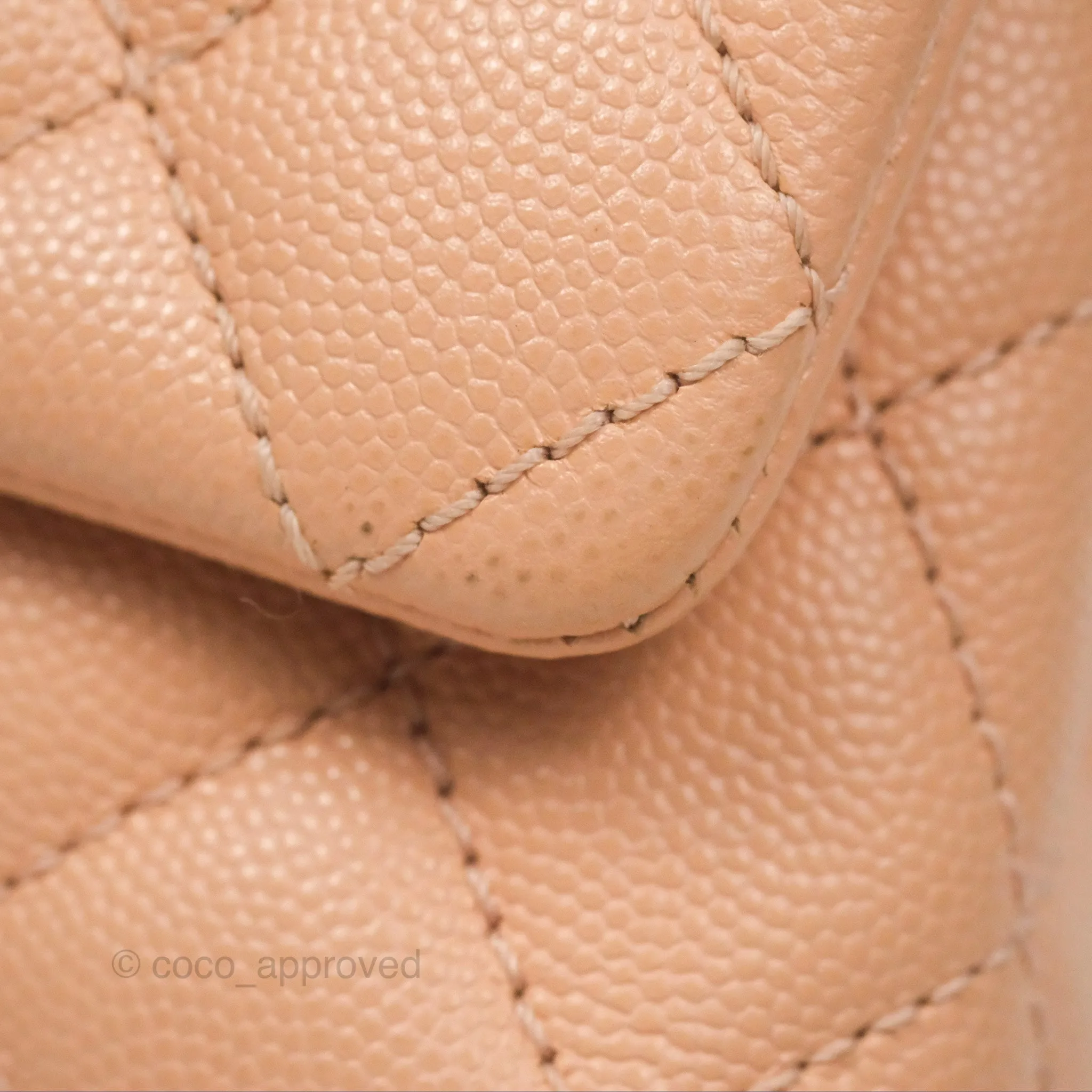 Chanel Quilted Mini Coco Handle Caviar Pink Beige Gold Hardware