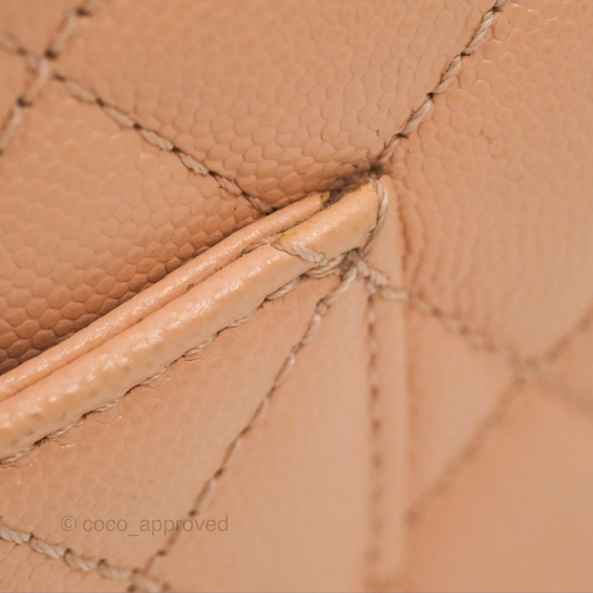 Chanel Quilted Mini Coco Handle Caviar Pink Beige Gold Hardware