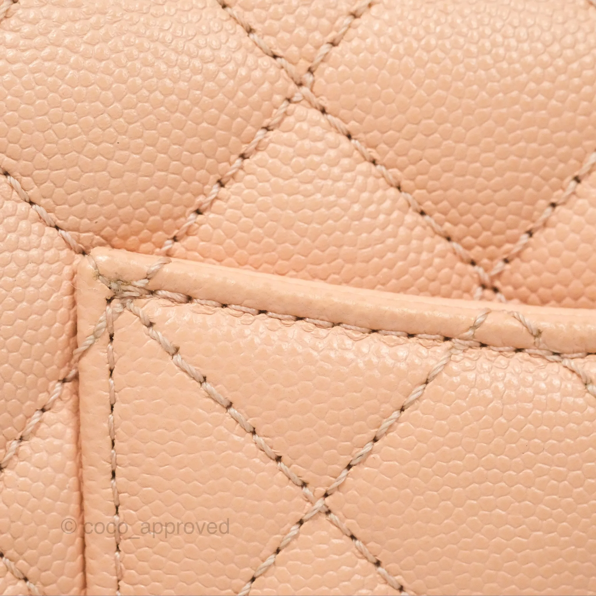 Chanel Quilted Mini Coco Handle Caviar Pink Beige Gold Hardware