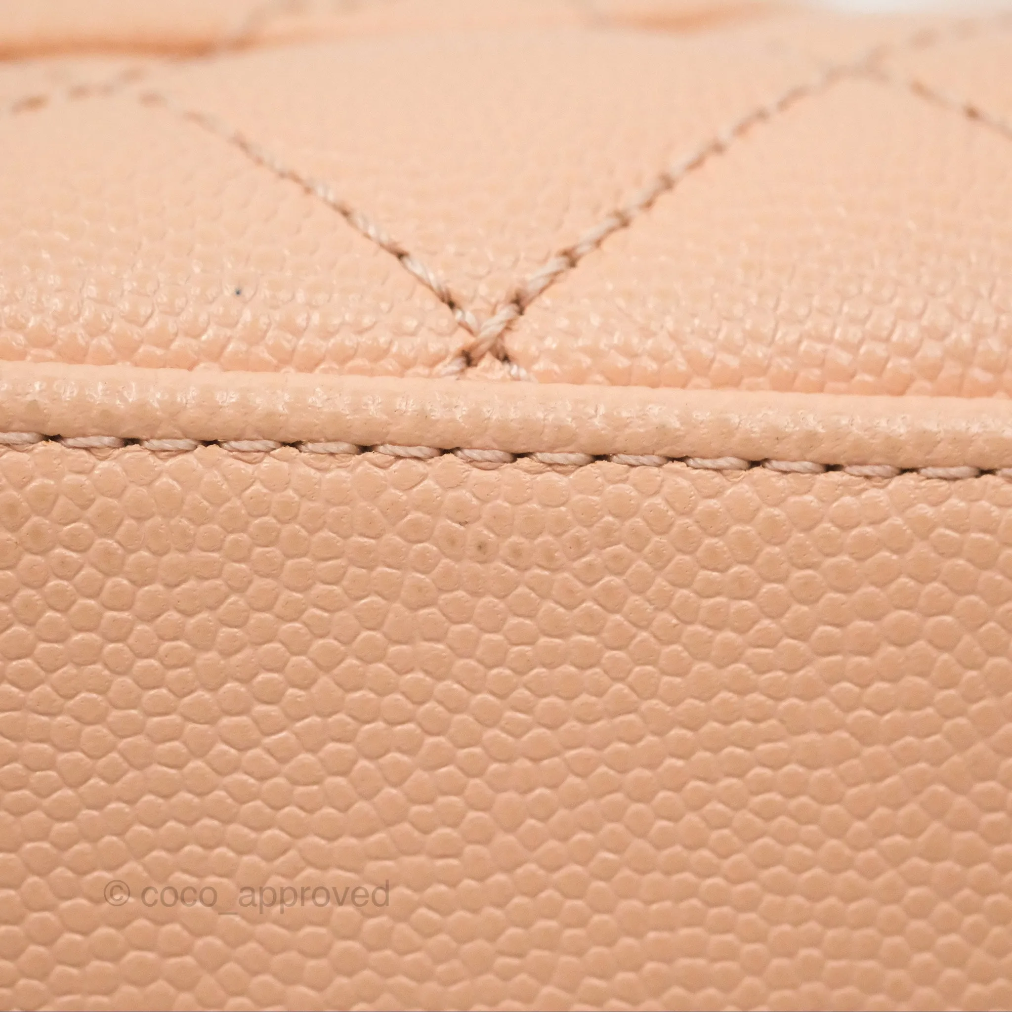 Chanel Quilted Mini Coco Handle Caviar Pink Beige Gold Hardware
