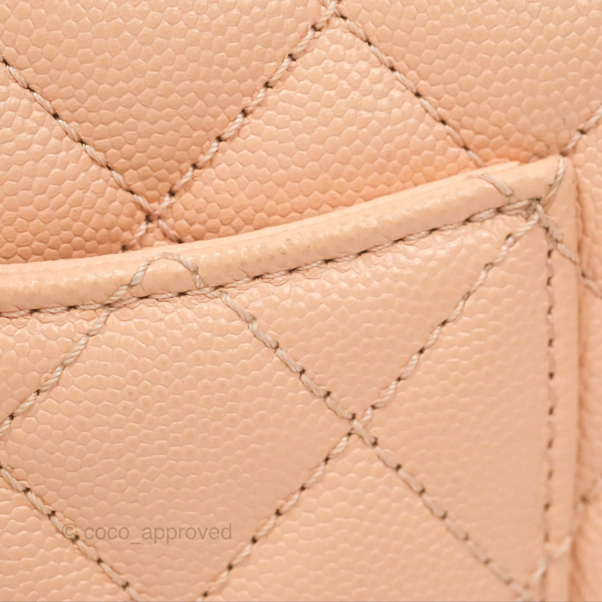 Chanel Quilted Mini Coco Handle Caviar Pink Beige Gold Hardware