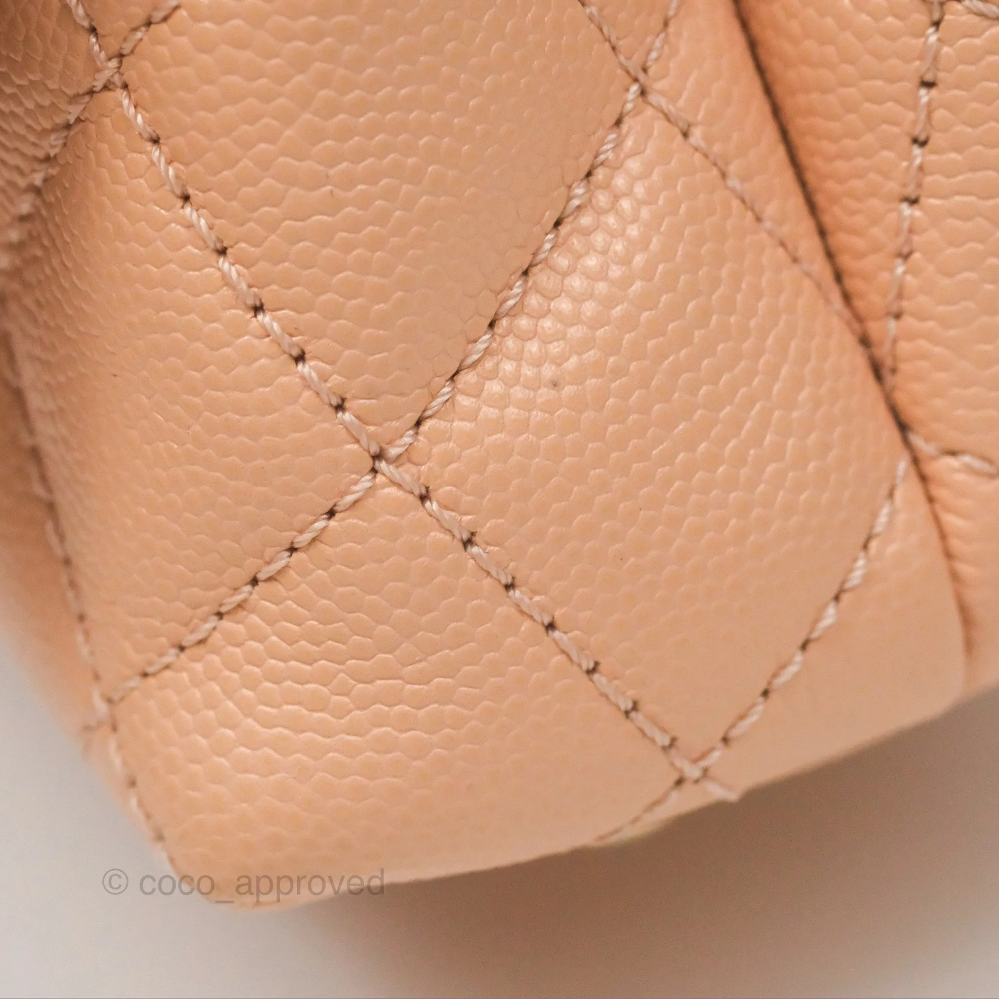 Chanel Quilted Mini Coco Handle Caviar Pink Beige Gold Hardware