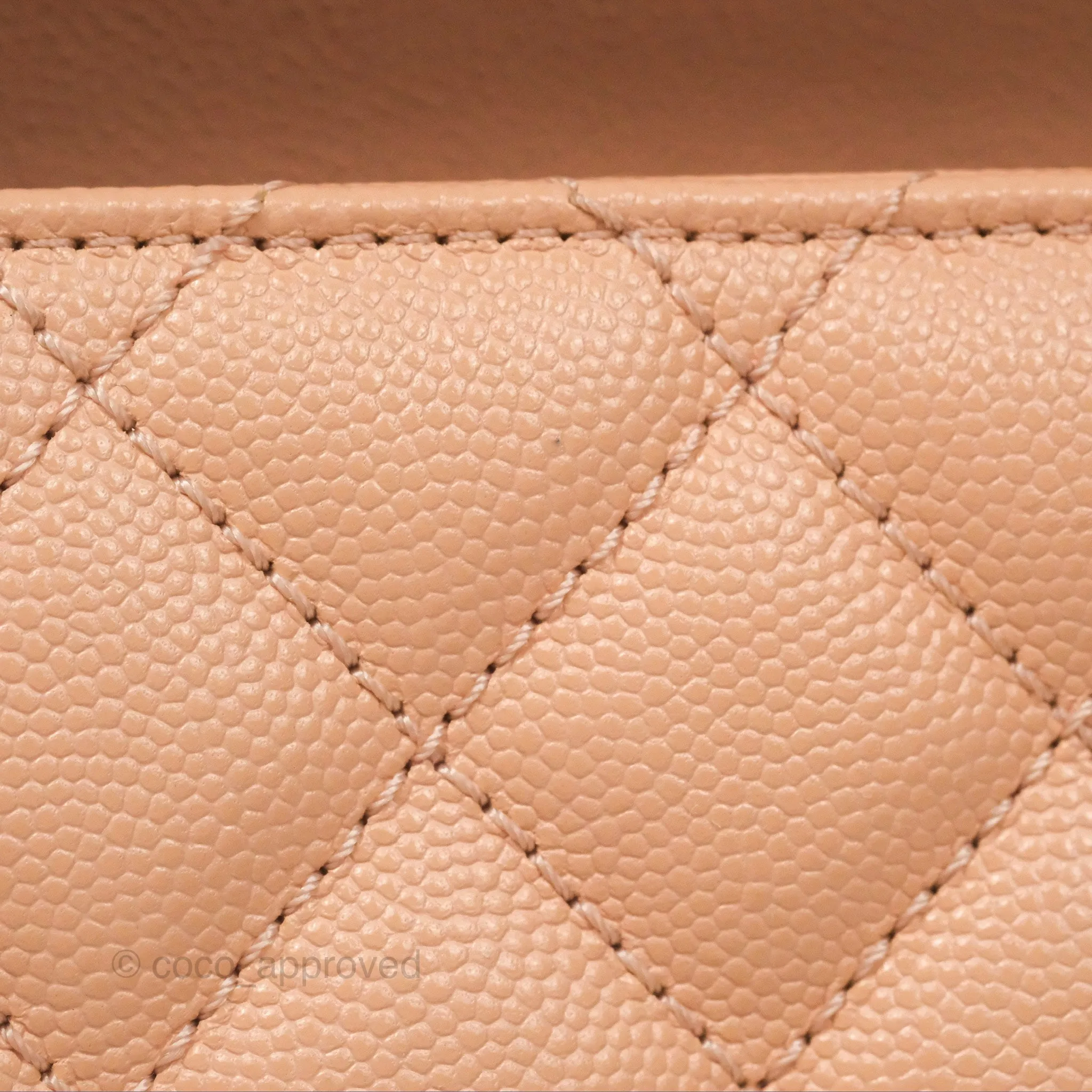 Chanel Quilted Mini Coco Handle Caviar Pink Beige Gold Hardware