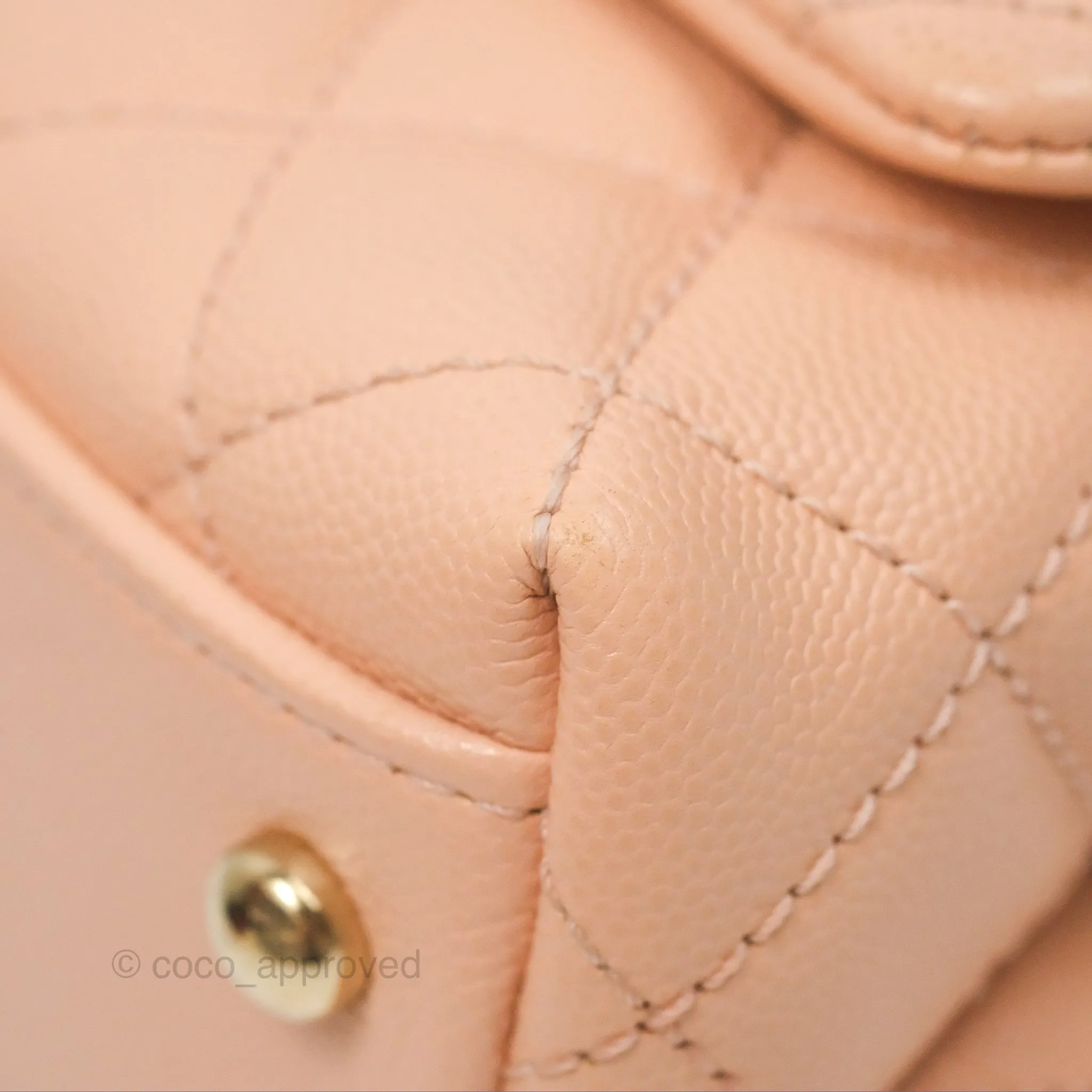 Chanel Quilted Mini Coco Handle Caviar Pink Beige Gold Hardware