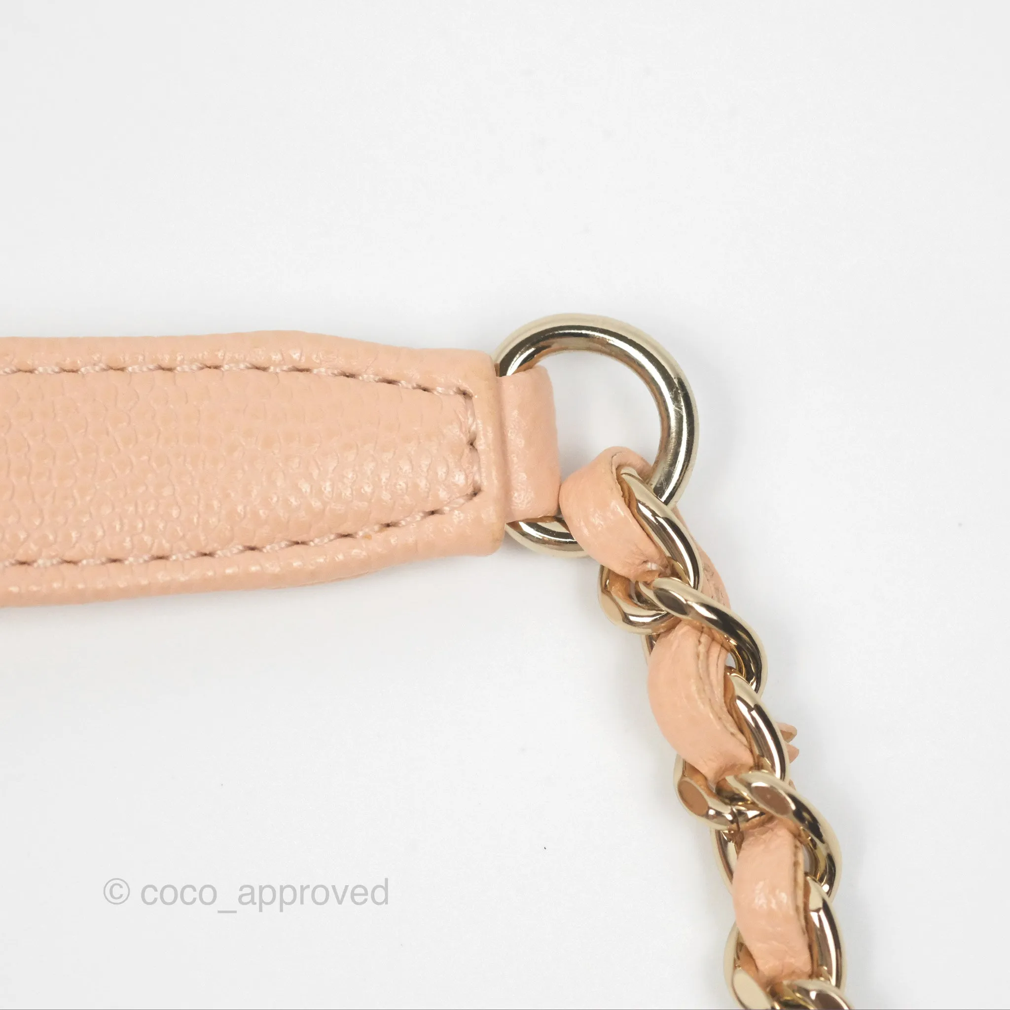 Chanel Quilted Mini Coco Handle Caviar Pink Beige Gold Hardware