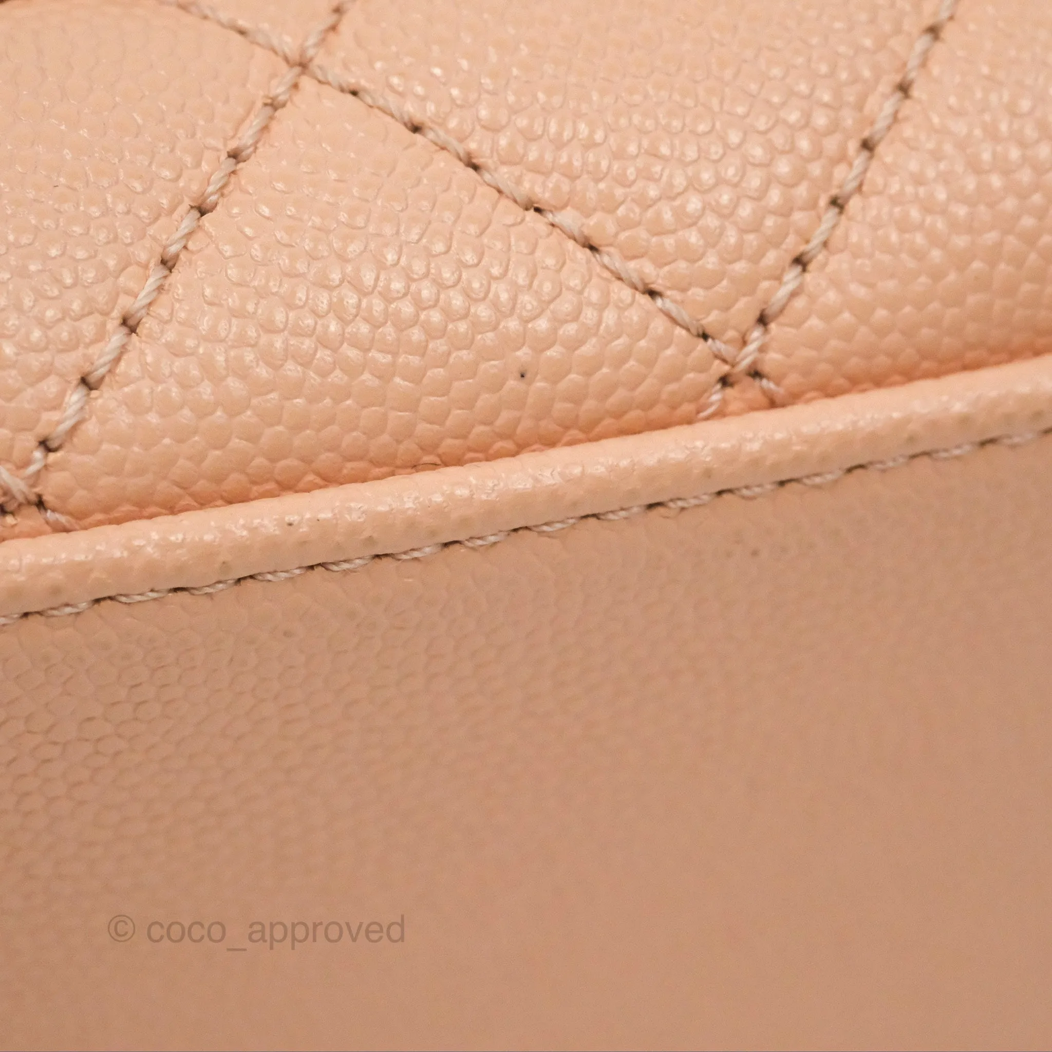 Chanel Quilted Mini Coco Handle Caviar Pink Beige Gold Hardware