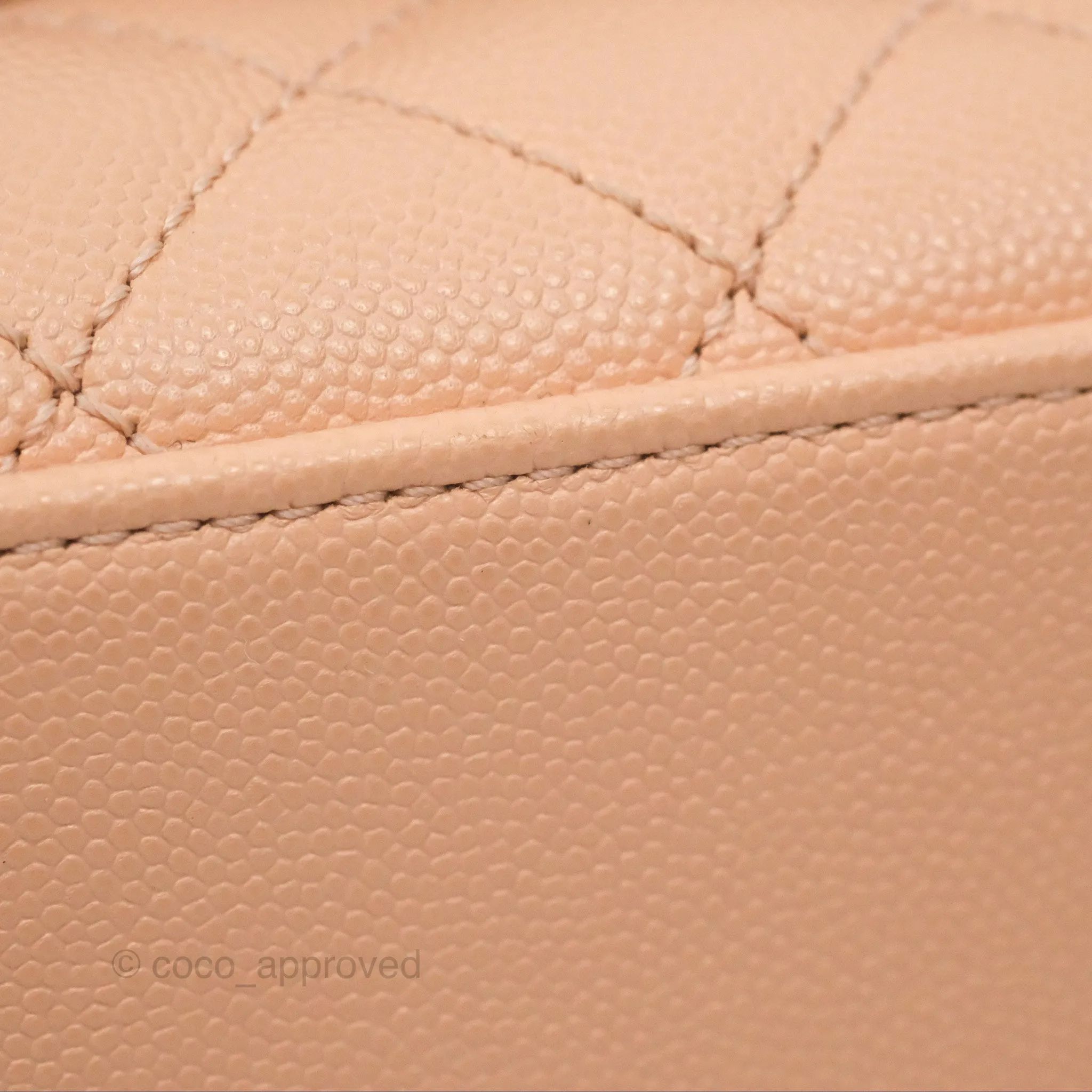 Chanel Quilted Mini Coco Handle Caviar Pink Beige Gold Hardware