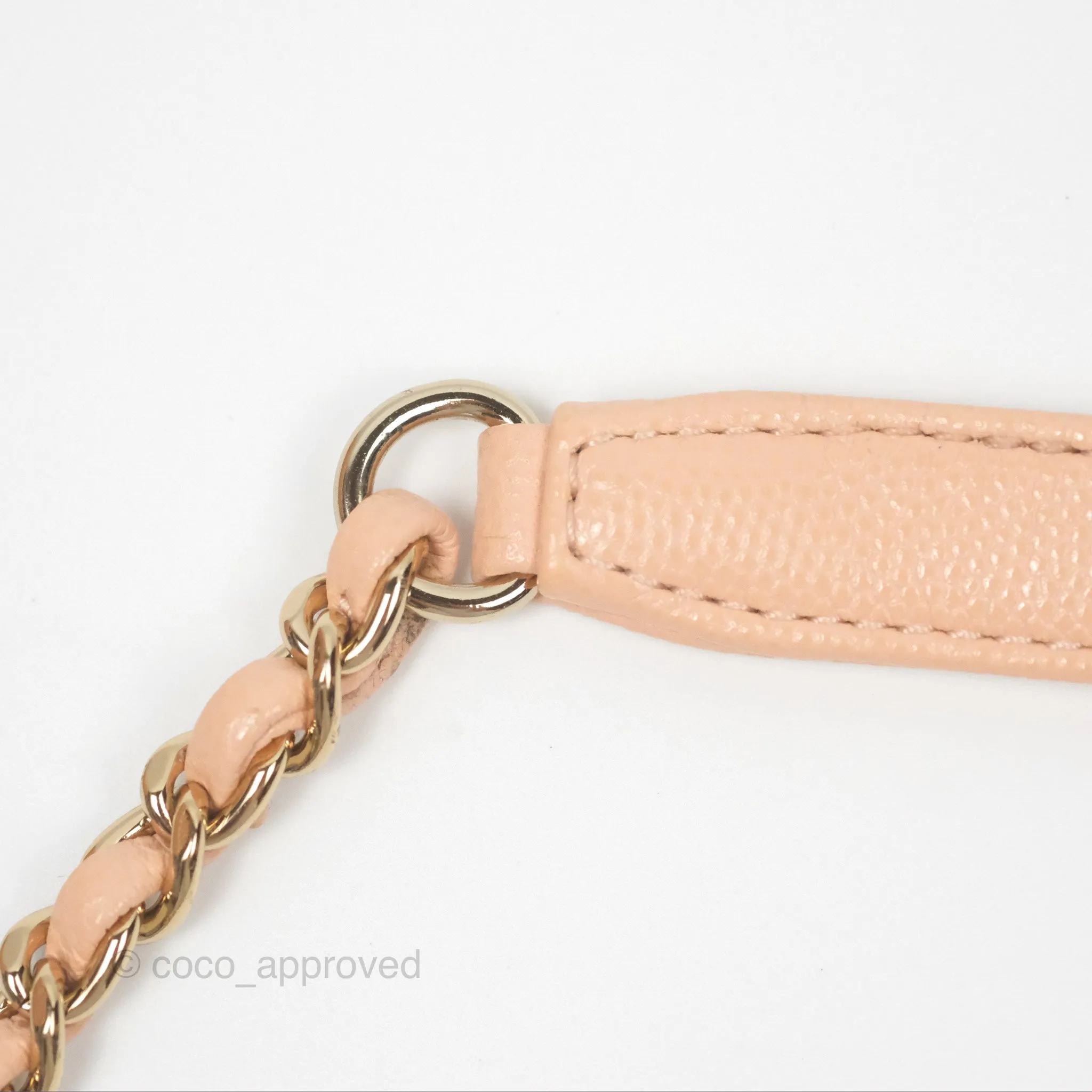 Chanel Quilted Mini Coco Handle Caviar Pink Beige Gold Hardware