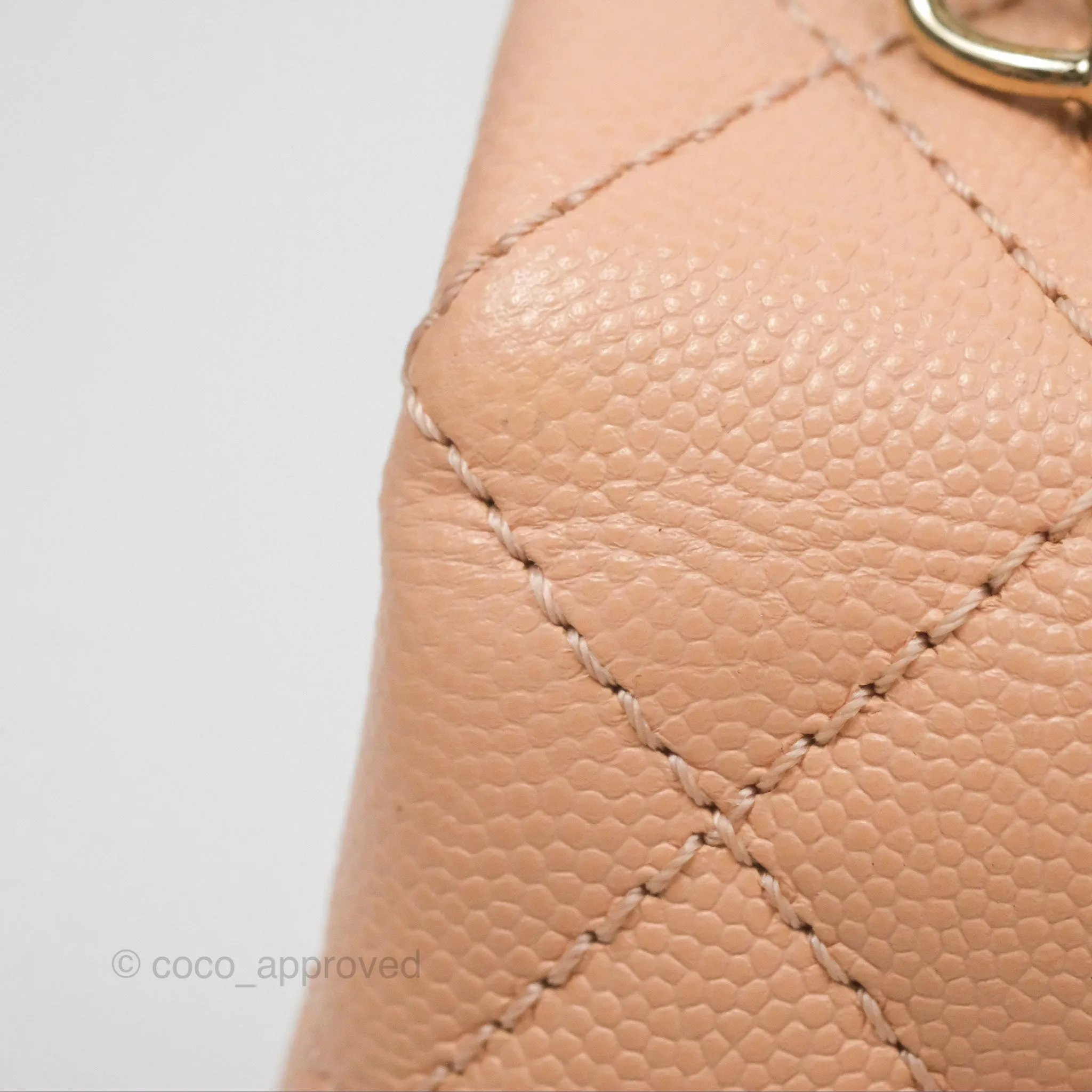 Chanel Quilted Mini Coco Handle Caviar Pink Beige Gold Hardware