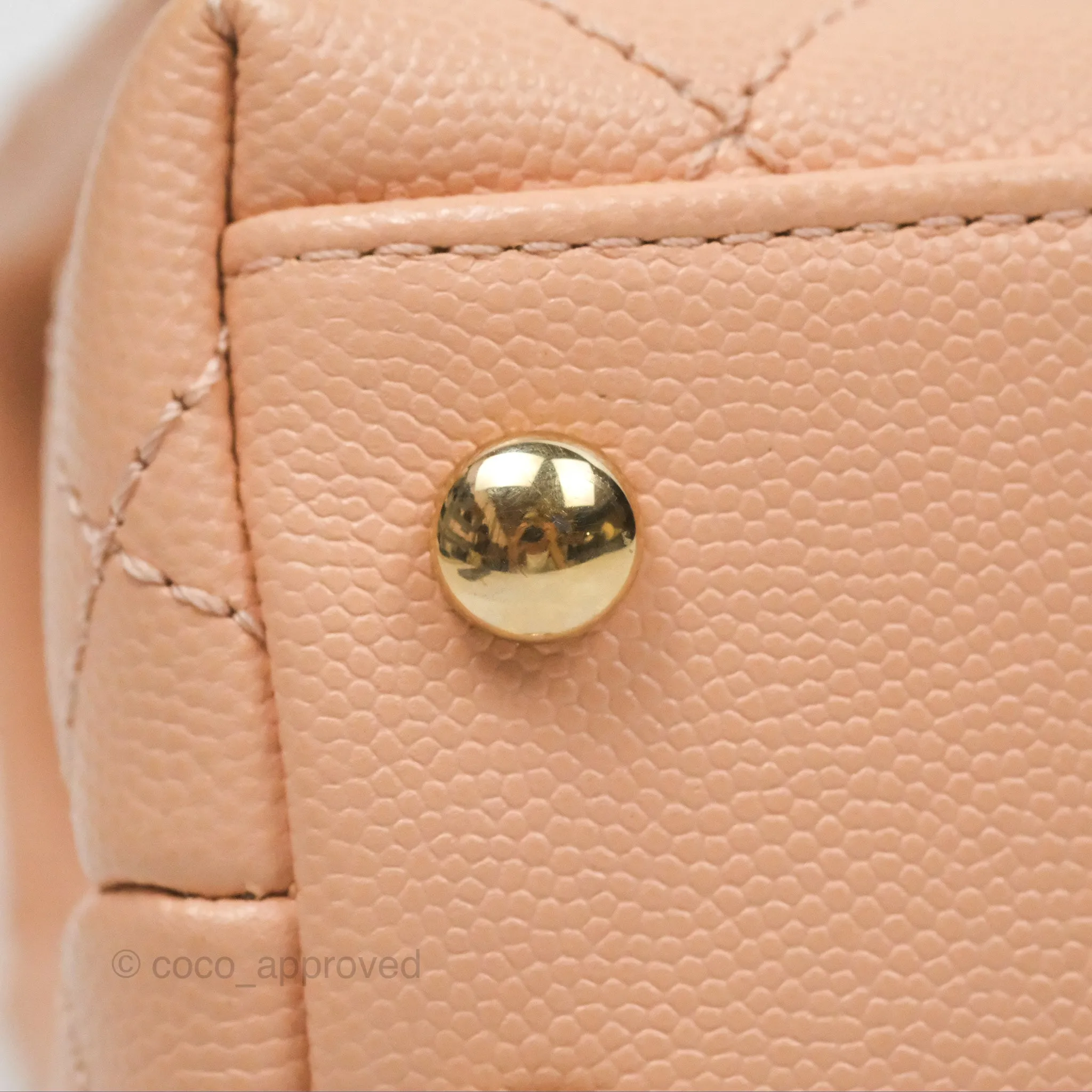 Chanel Quilted Mini Coco Handle Caviar Pink Beige Gold Hardware
