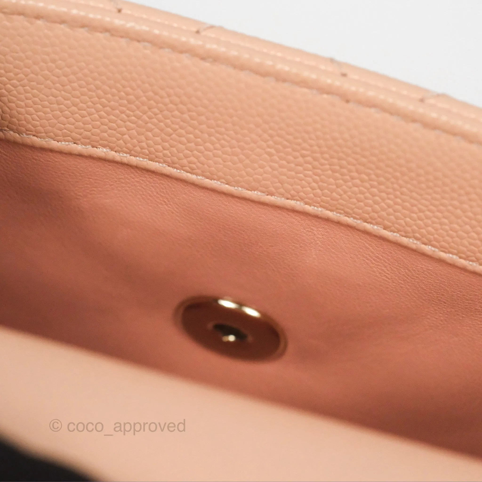Chanel Quilted Mini Coco Handle Caviar Pink Beige Gold Hardware
